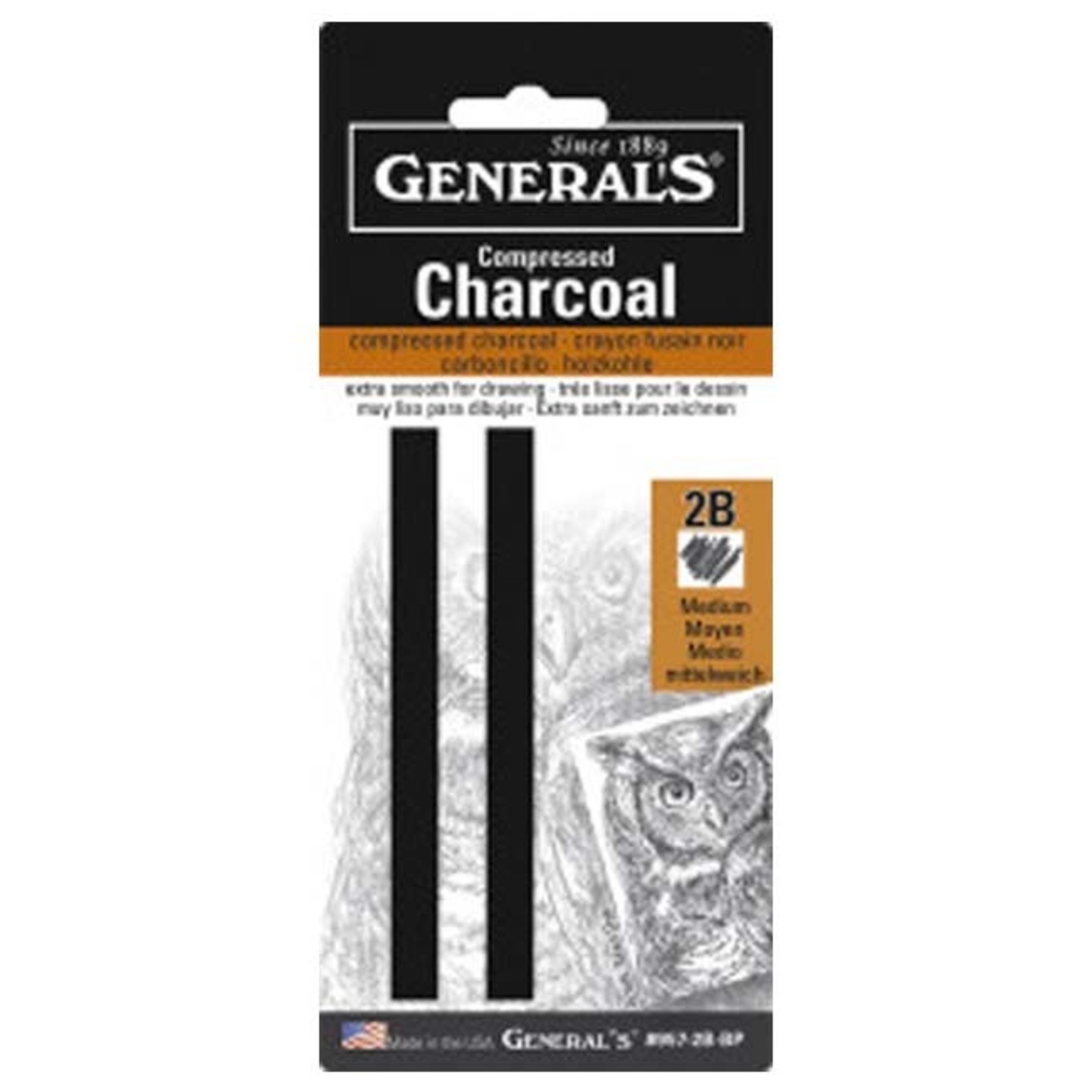 GENERAL'S COMPRESSED CHARCOAL 2/PK 2B