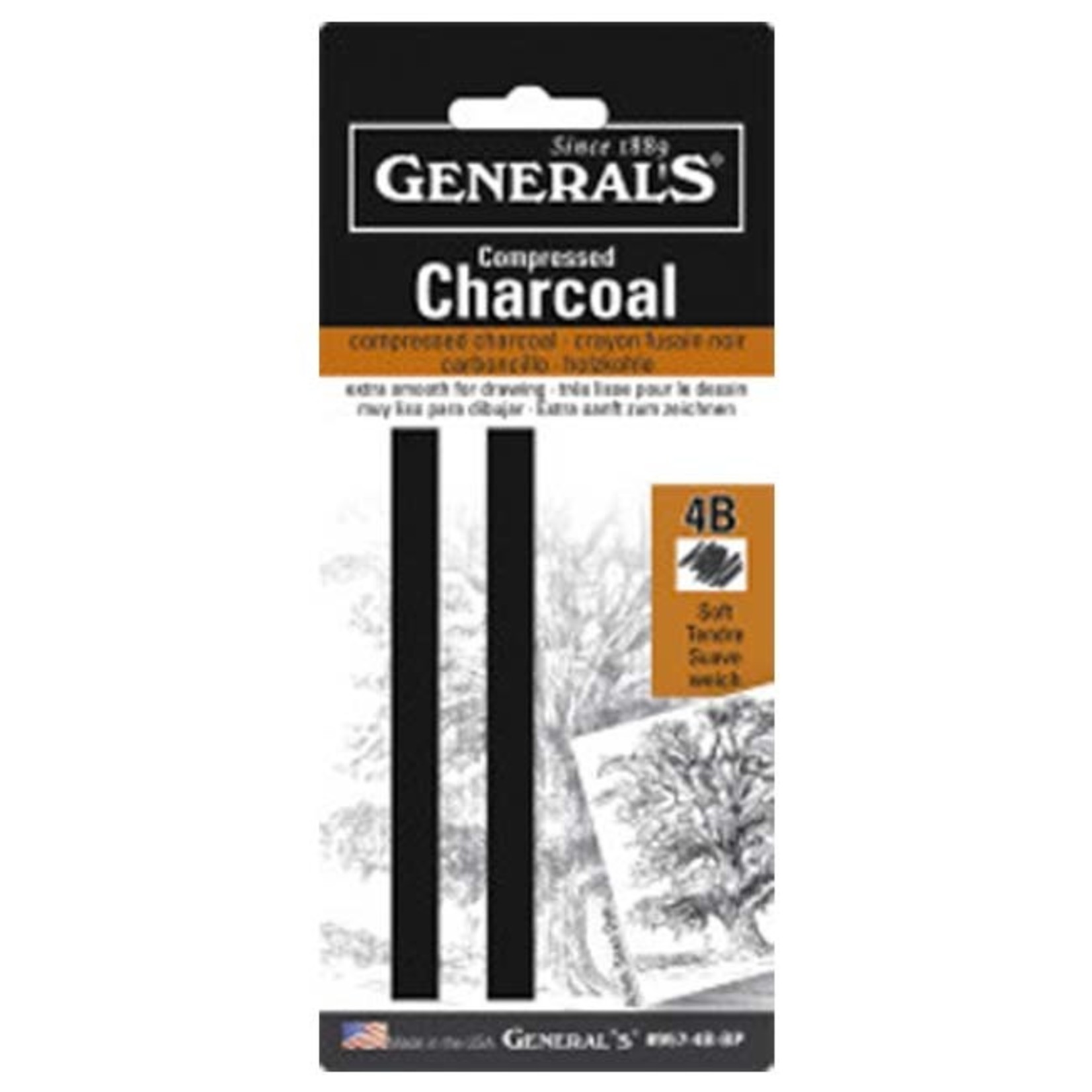 GENERAL'S COMPRESSED CHARCOAL 2/PK 4B