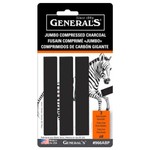 GENERAL'S JUMBO COMPRESSED CHARCOAL STICKS 6B 3/PK