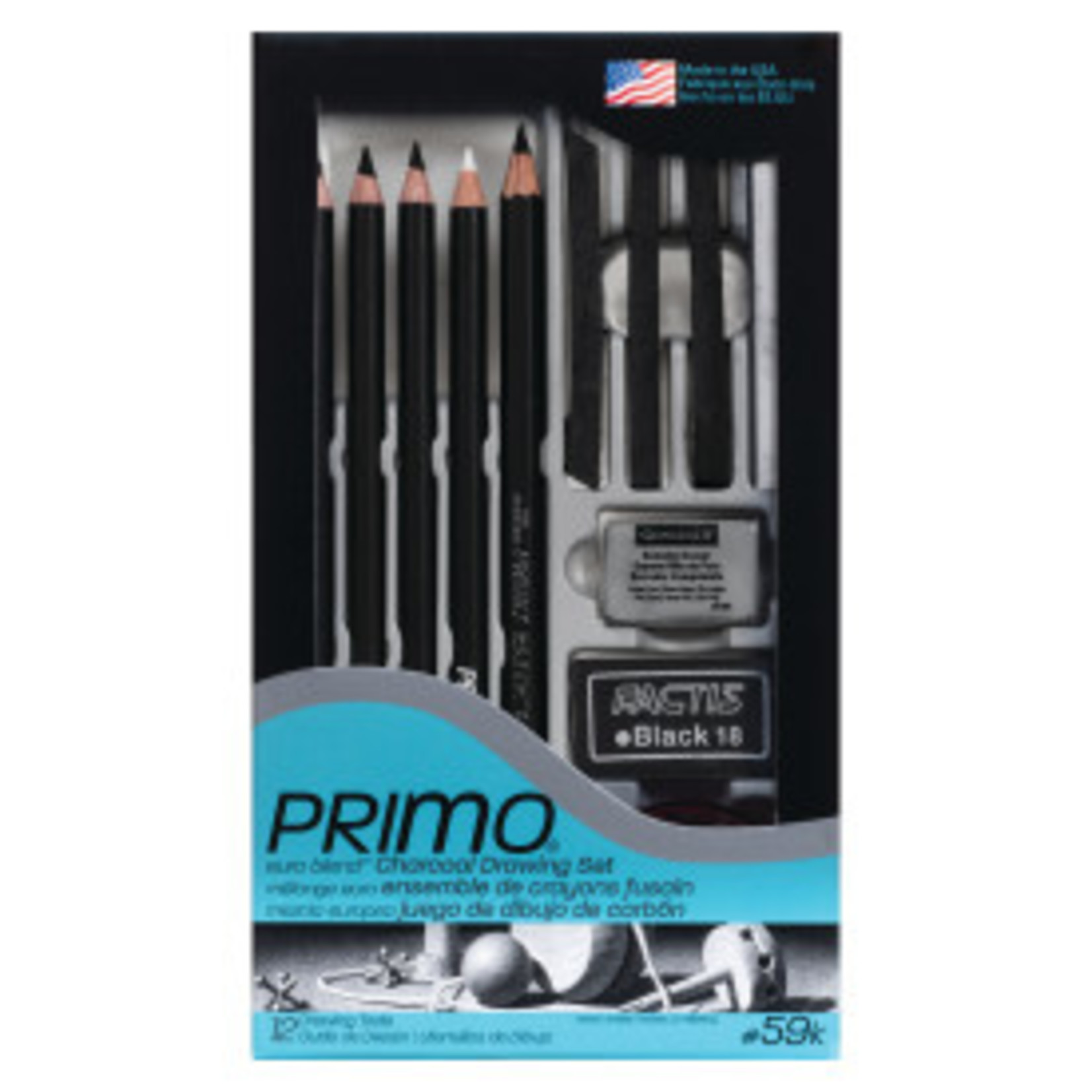 GENERAL PENCIL GENERAL PRIMO EURO BLEND CHARCOAL DRAWING SET #59K