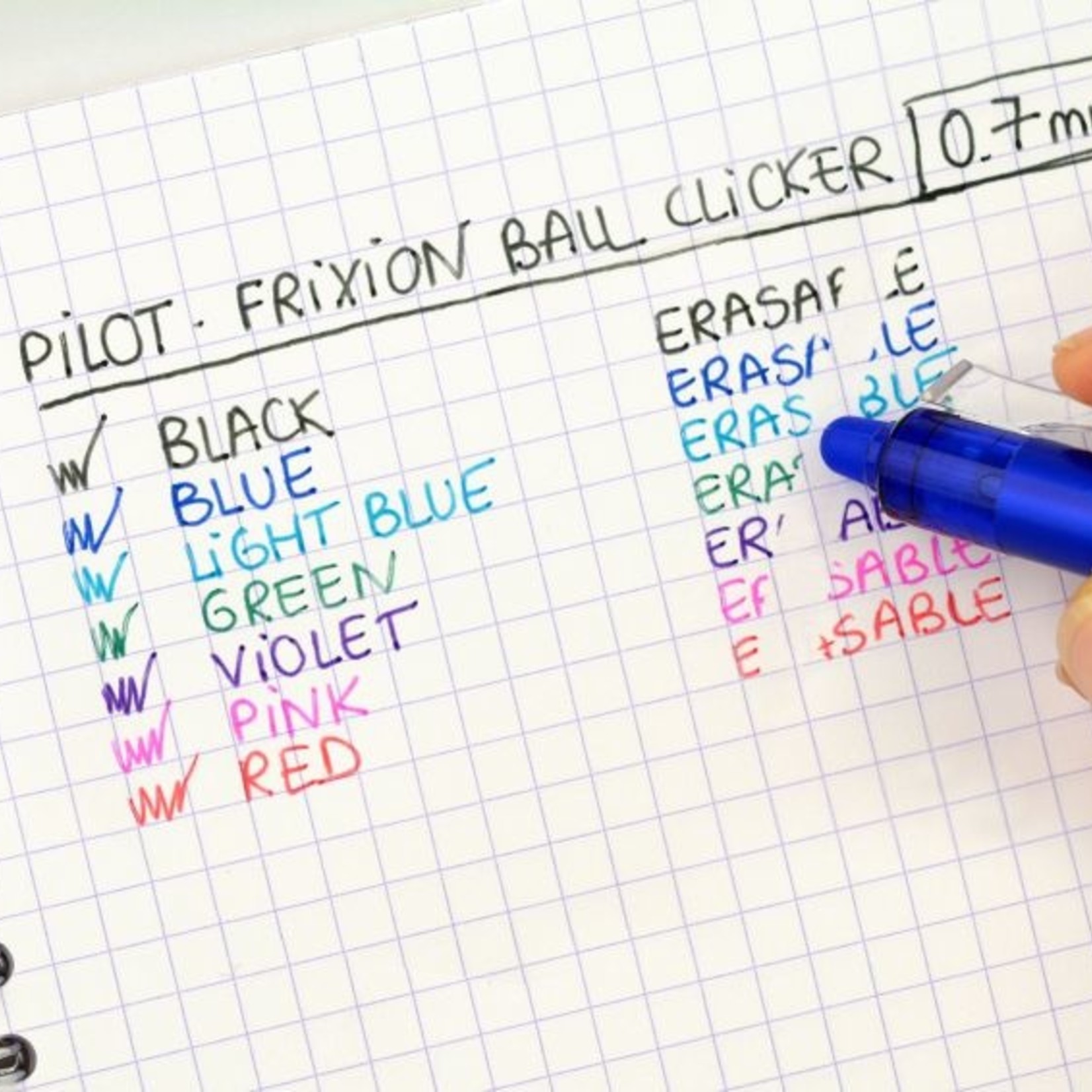 PILOT FRIXION BALL CLICKER ERASABLE INK PEN FINE 0.7MM LIGHT BLUE