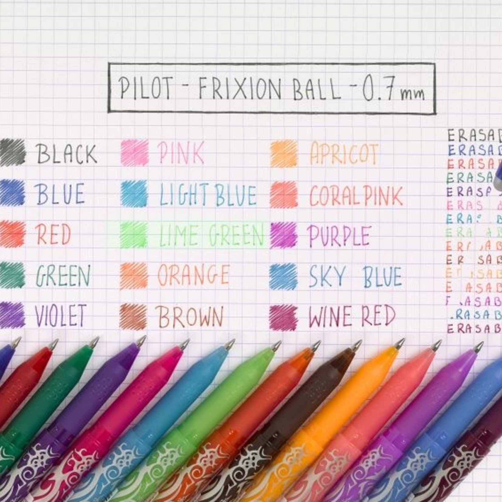 PILOT FRIXION BALL ERASABLE GEL INK PEN FINE 0.7MM PINK