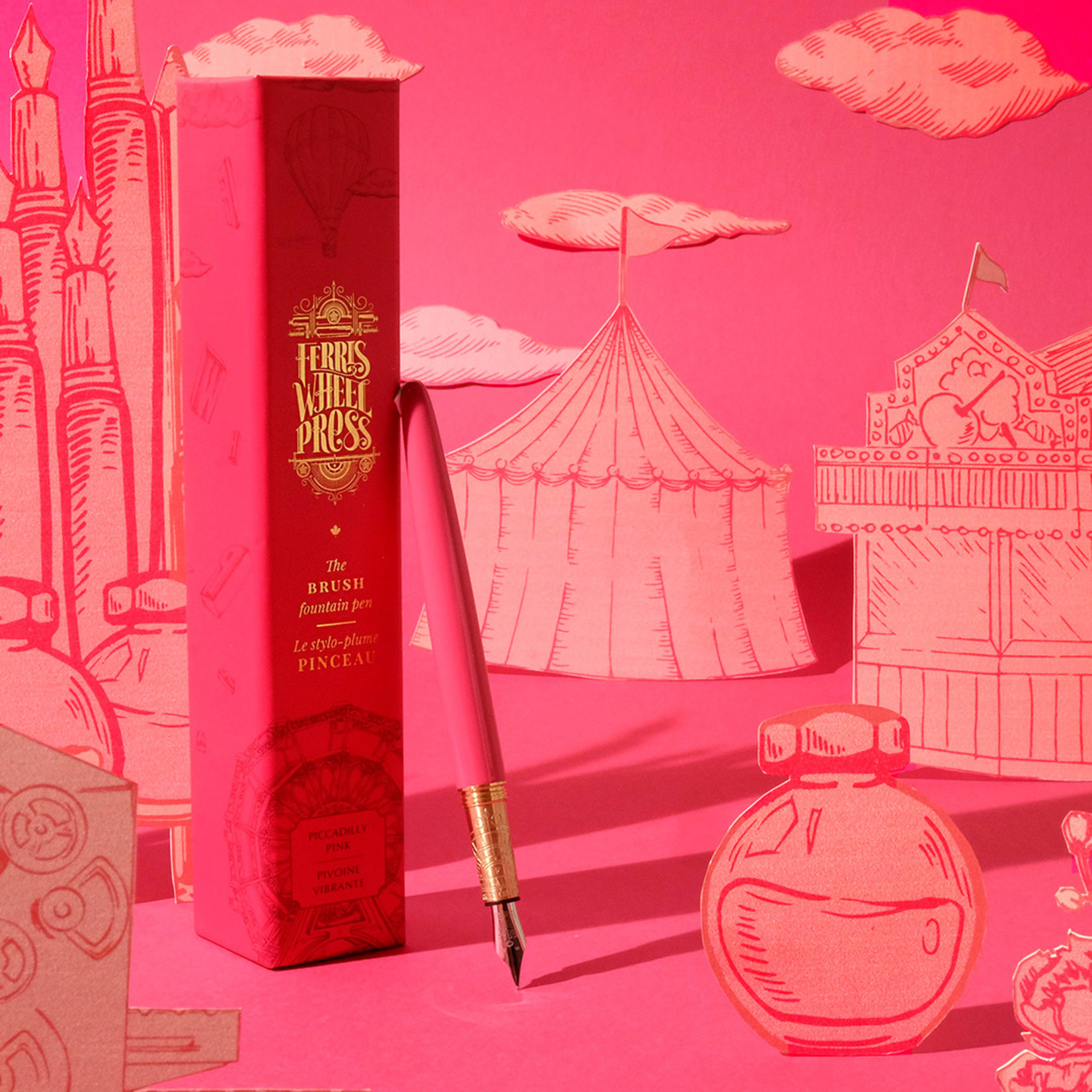 FERRIS WHEEL PRESS BRUSH FOUNTAIN PEN PICCADILLY PINK MEDIUM NIB