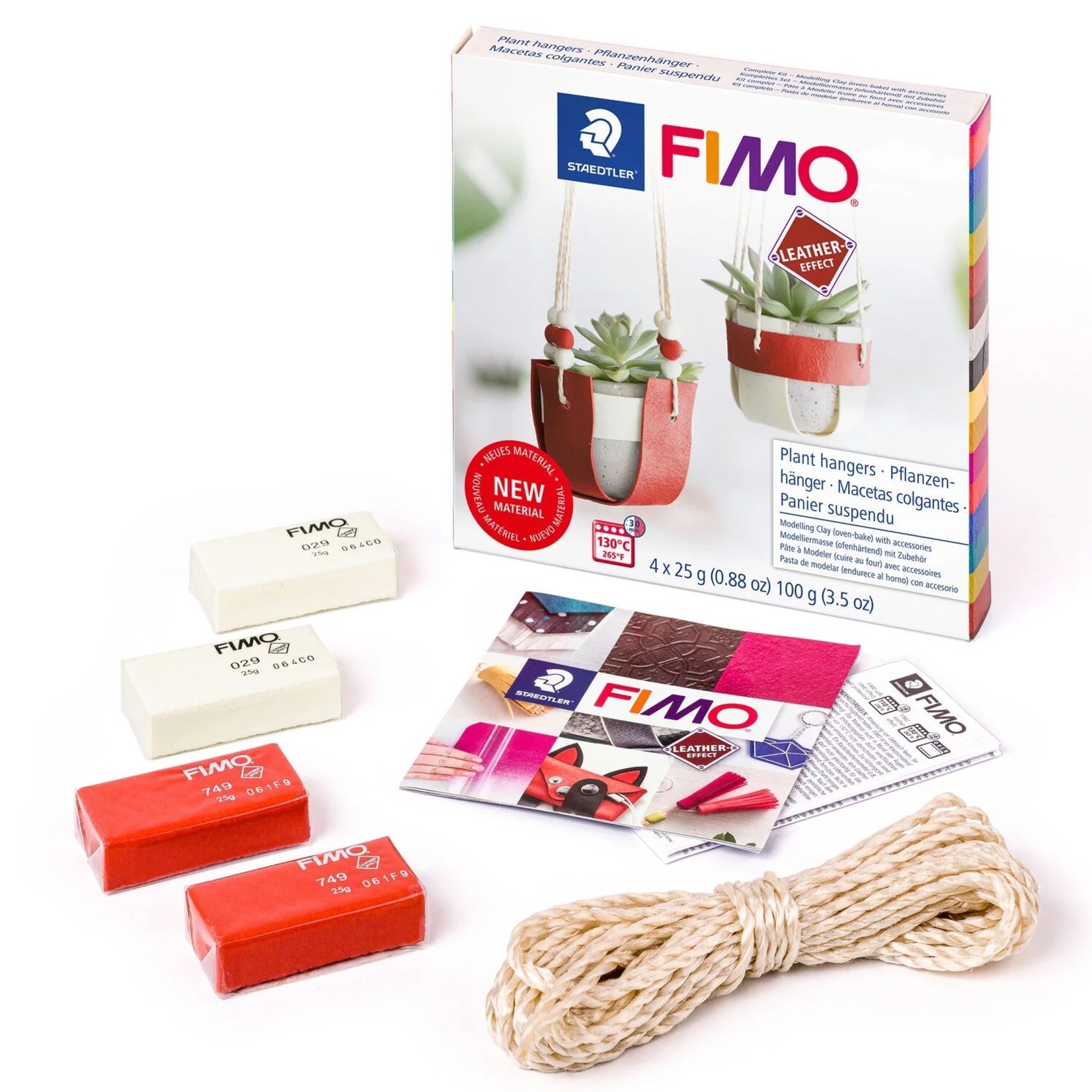FIMO EFFECT LEATHER KIT PLANT HANGERS RED/WHITE
