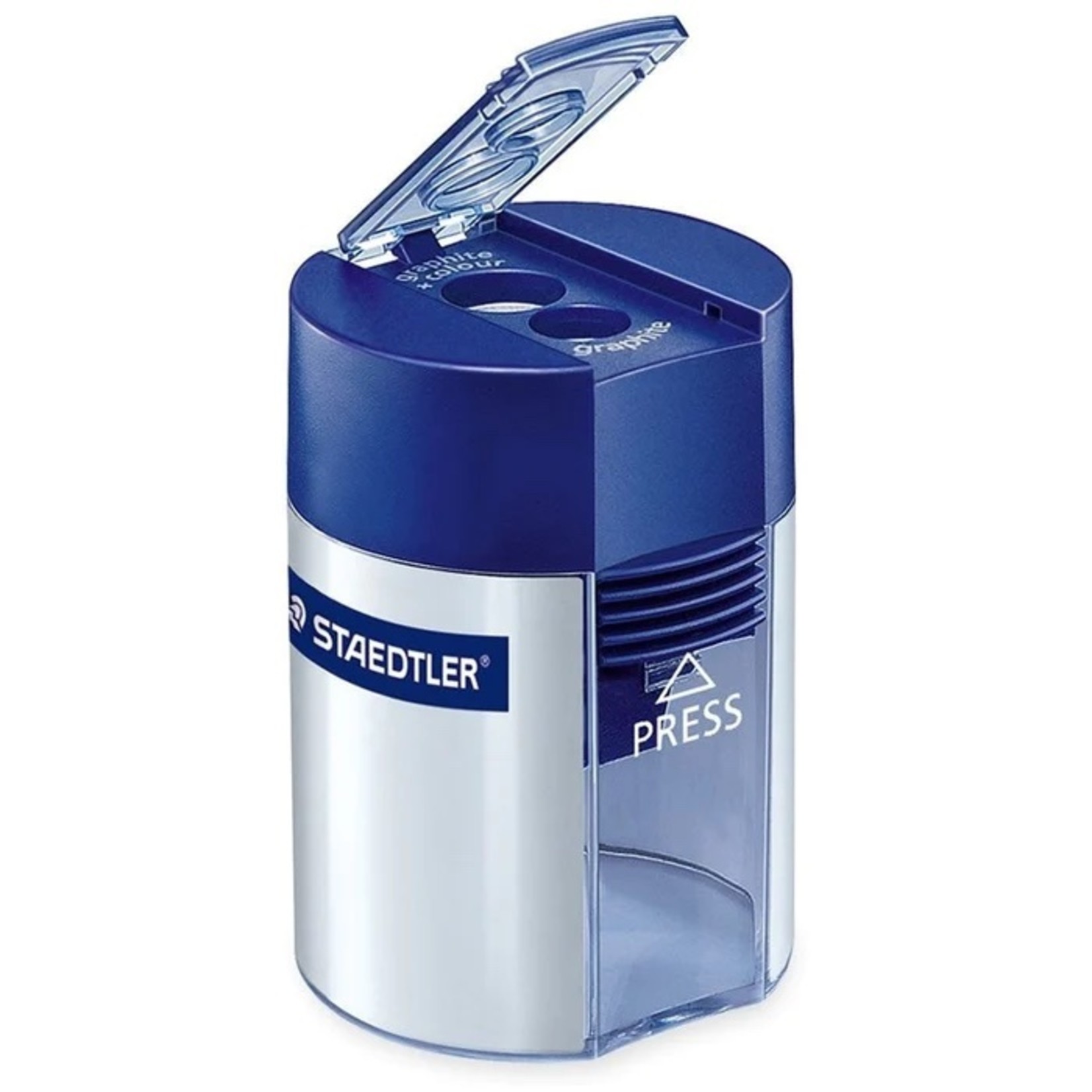 BULK - STAEDTLER DOUBLE HOLE METAL SHARPENER WITH CONTAINER 10/PK