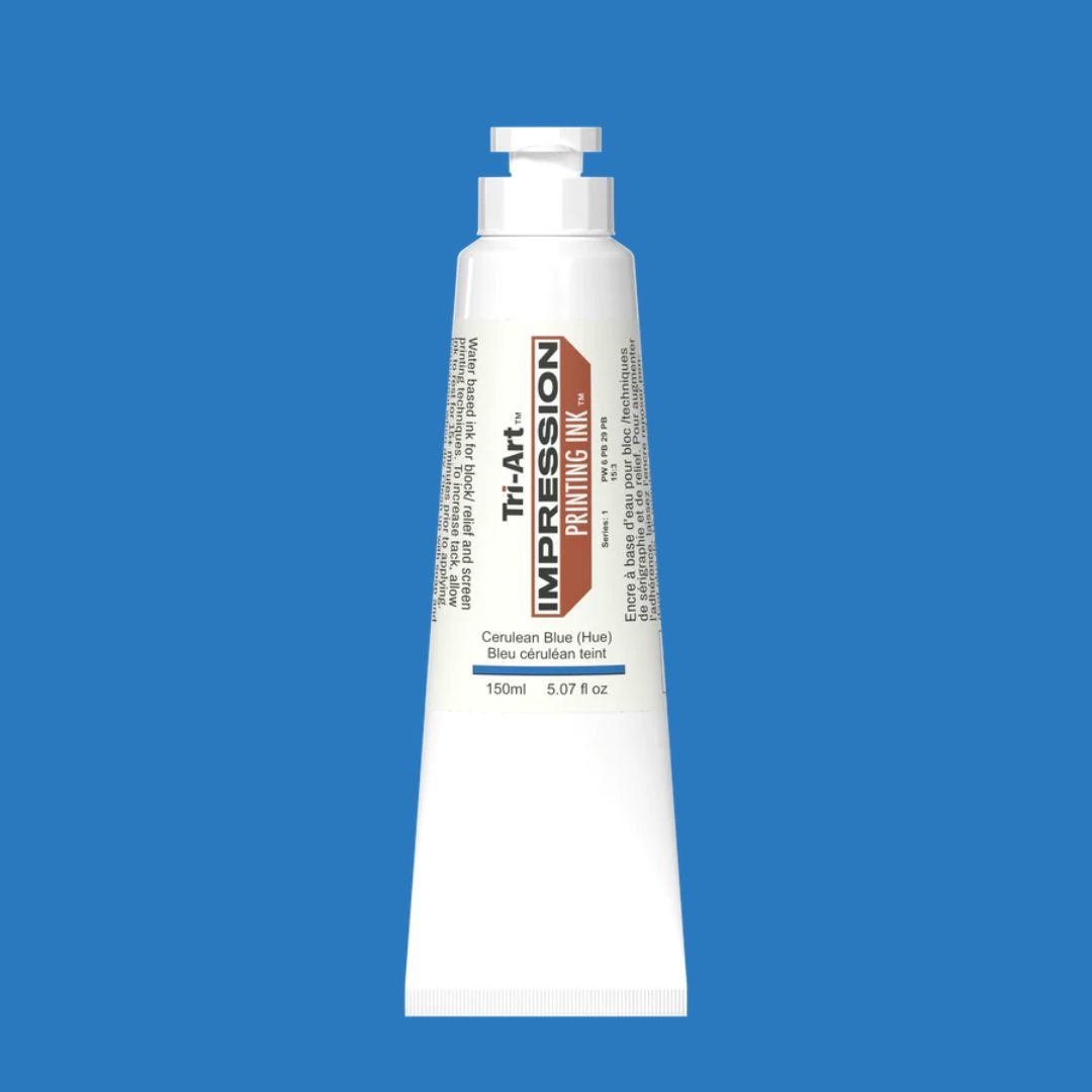 TRI-ART IMPRESSION ACRYLIC BLOCK PRINTING INK 150ML CERULEAN BLUE HUE ...