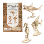 HANDS CRAFT DIY 3D WOODEN PUZZLE SET/3 ASSORTED SEA ANIMALS