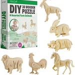 HANDS CRAFT DIY 3D WOODEN PUZZLE SET/6 FARM ANIMALS