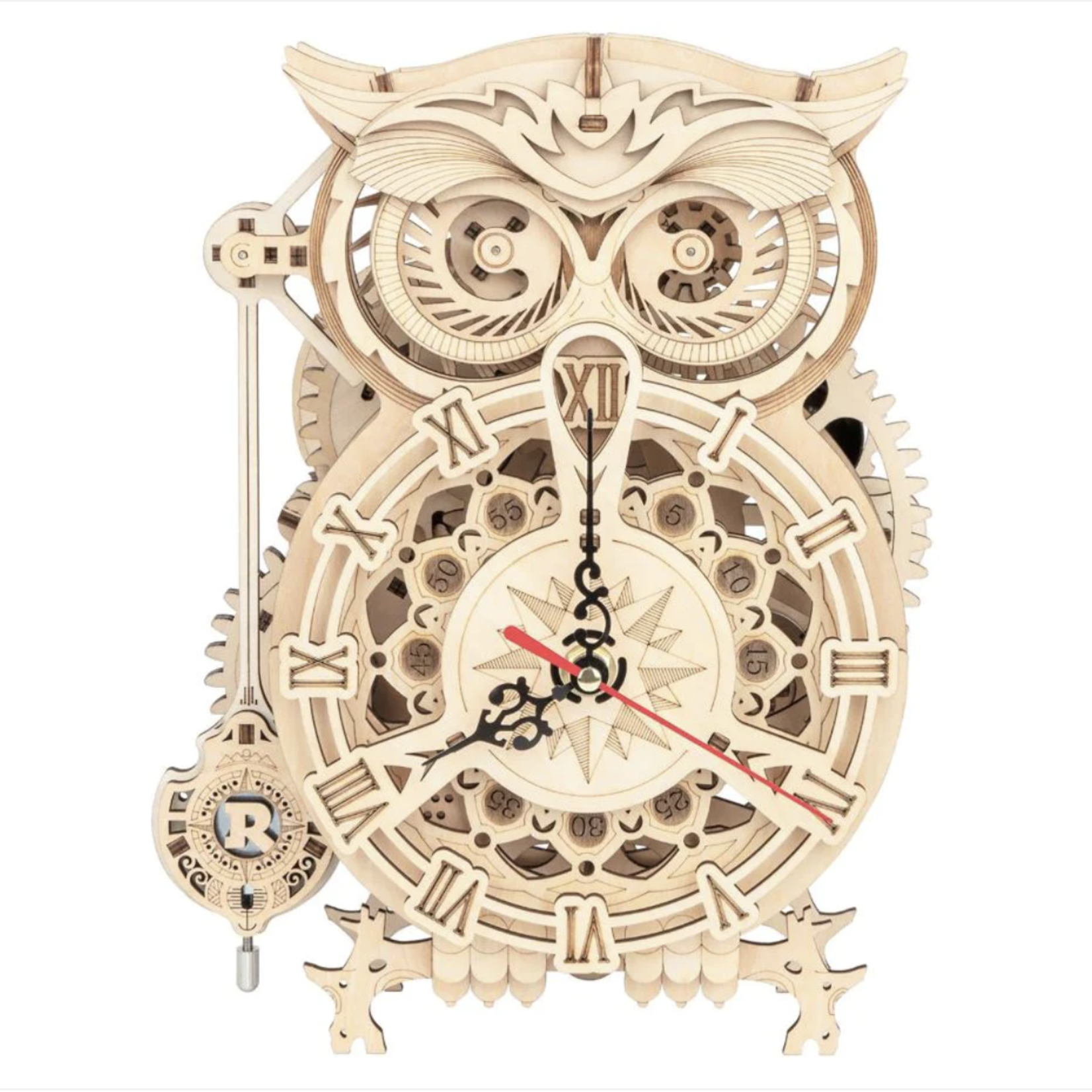 HANDS CRAFT DIY 3D WOODEN PUZZLE MECHANICAL OWL CLOCK