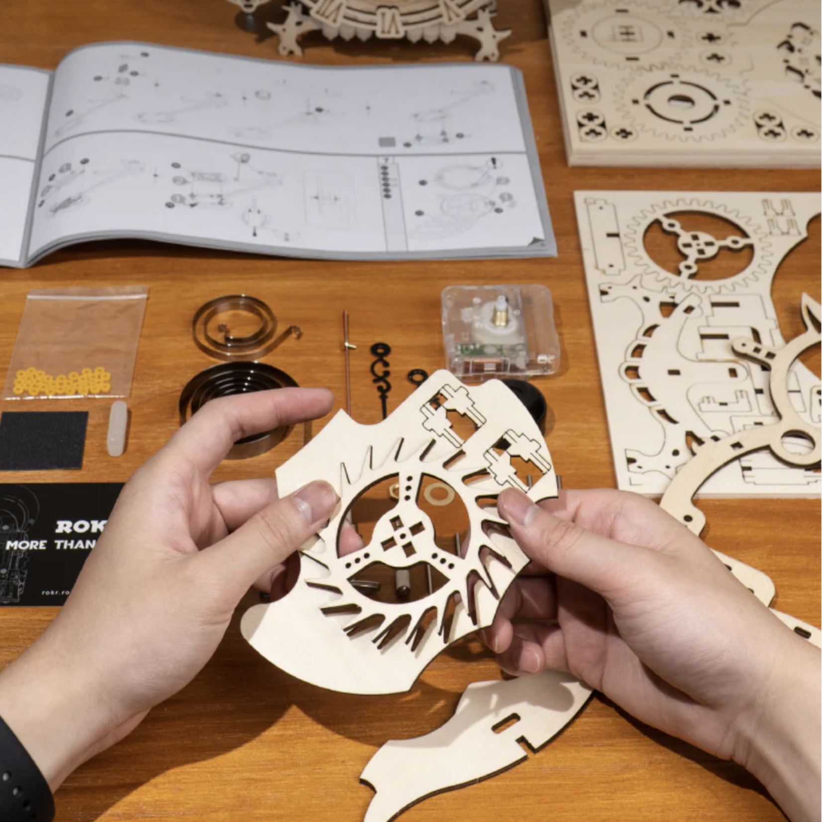 HANDS CRAFT DIY 3D WOODEN PUZZLE MECHANICAL OWL CLOCK