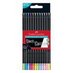 FABER CASTELL BLACK EDITION COLOURED PENCILS SET/12 NEON & PASTEL