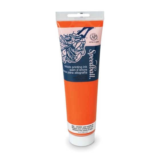 Speed Soft Orange Ink SPEEDBALL BLOCK PRINTING INK WATER SOLUBLE ORANGE - The Gilded Rabbit