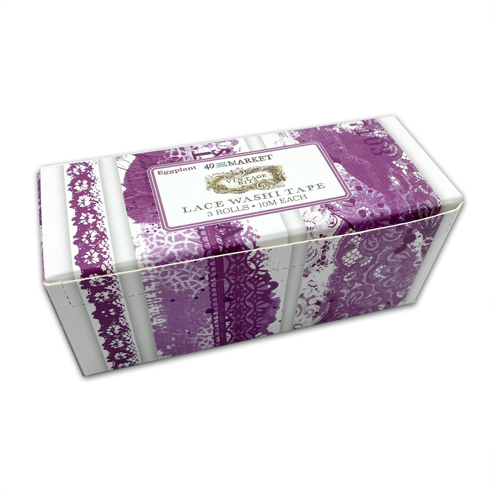 49 AND MARKET VINTAGE LACE WASHI TAPE 10M 3/PK EGGPLANT