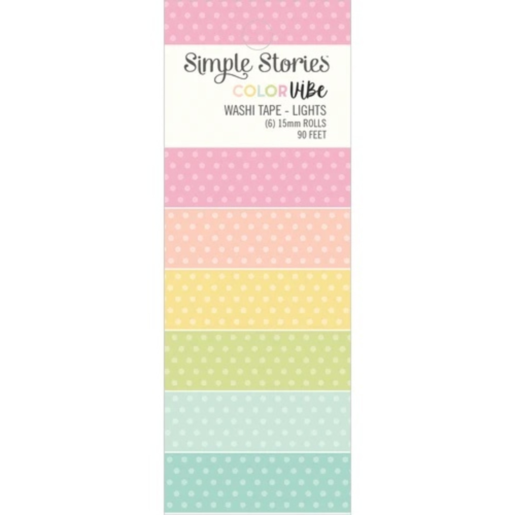 SIMPLE STORIES COLOR VIBE WASHI TAPE 15MMX9O' 6/PK LIGHTS