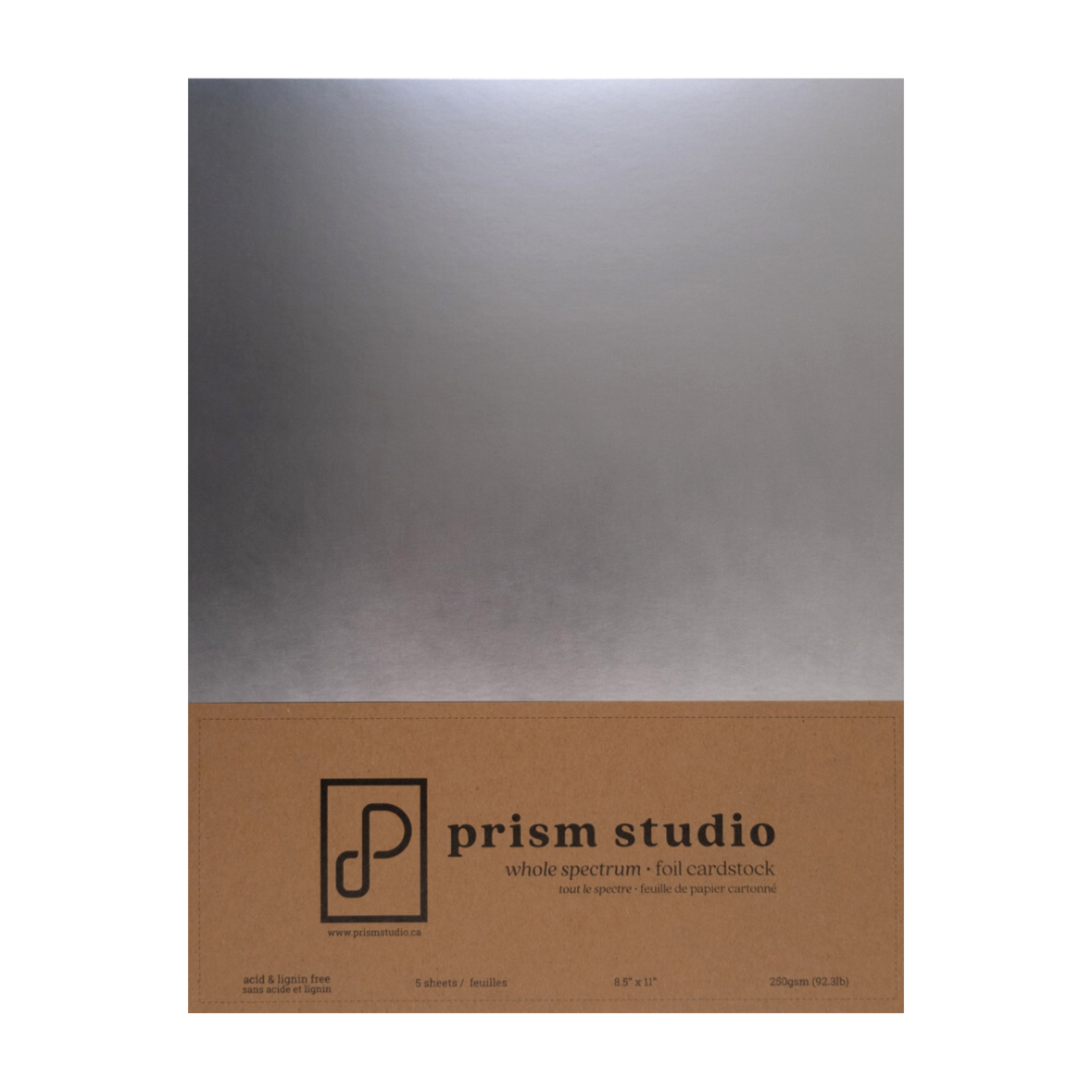 PRISM STUDIO PRISM STUDIO WHOLE SPECTRUM FOIL CARDSTOCK 8.5X11 BRUSHED SILVER
