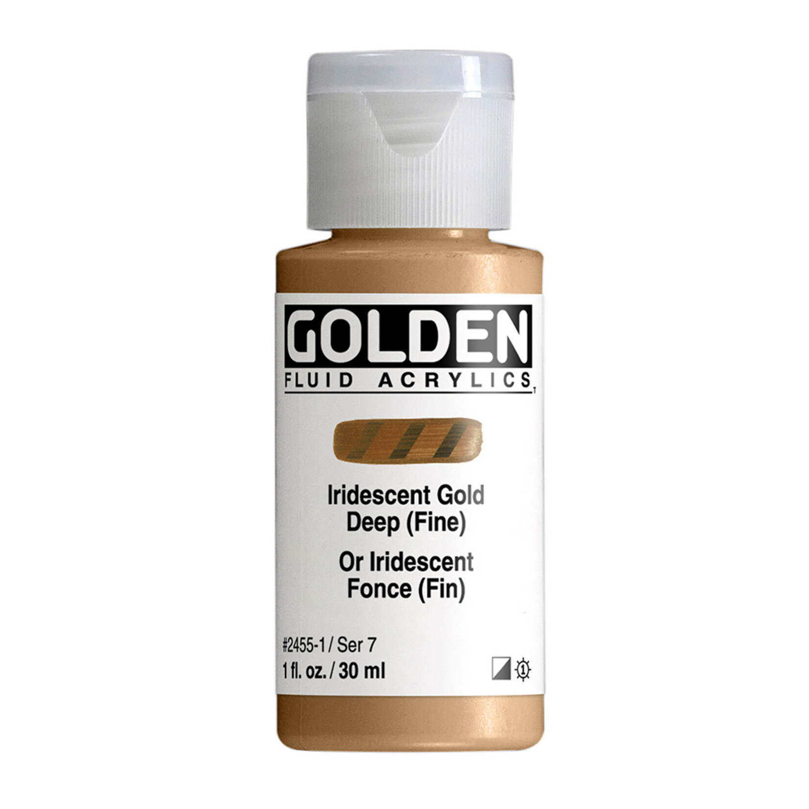 GOLDEN GOLDEN FLUID ACRYLIC 1OZ IRIDESCENT BRIGHT GOLD (FINE)