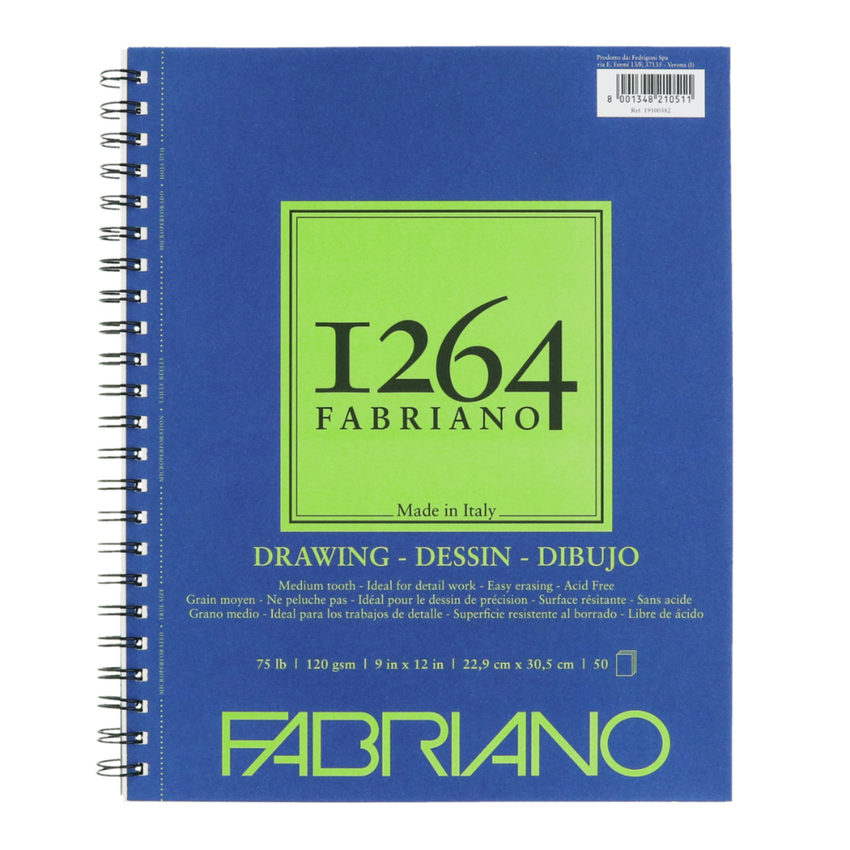FABRIANO 1264 DRAWING 75LB 9X12 50/SH COIL BOUND