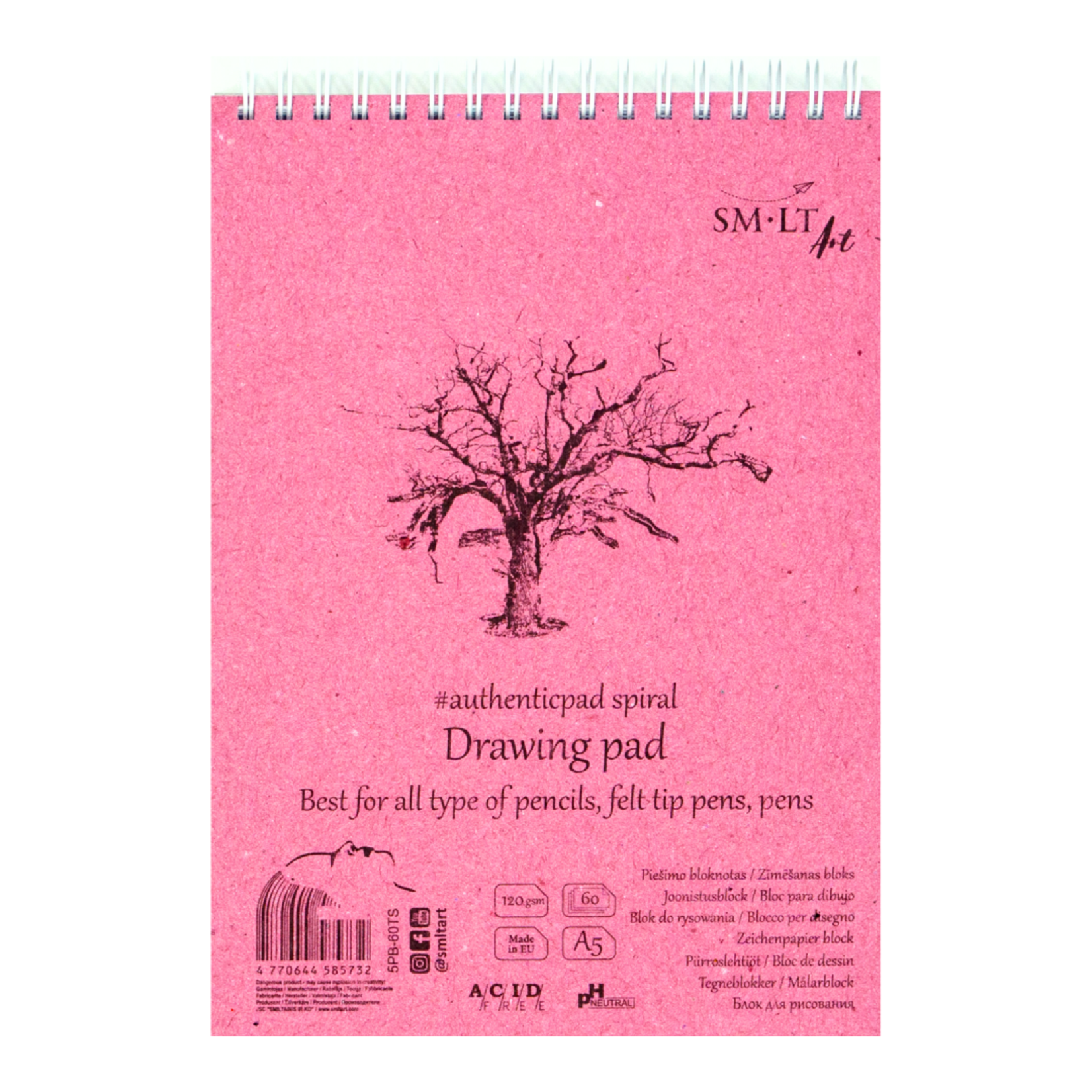 SM-LT ART AUTHENTIC DRAWING PAD COIL BOUND A5 6X8.5 WHITE