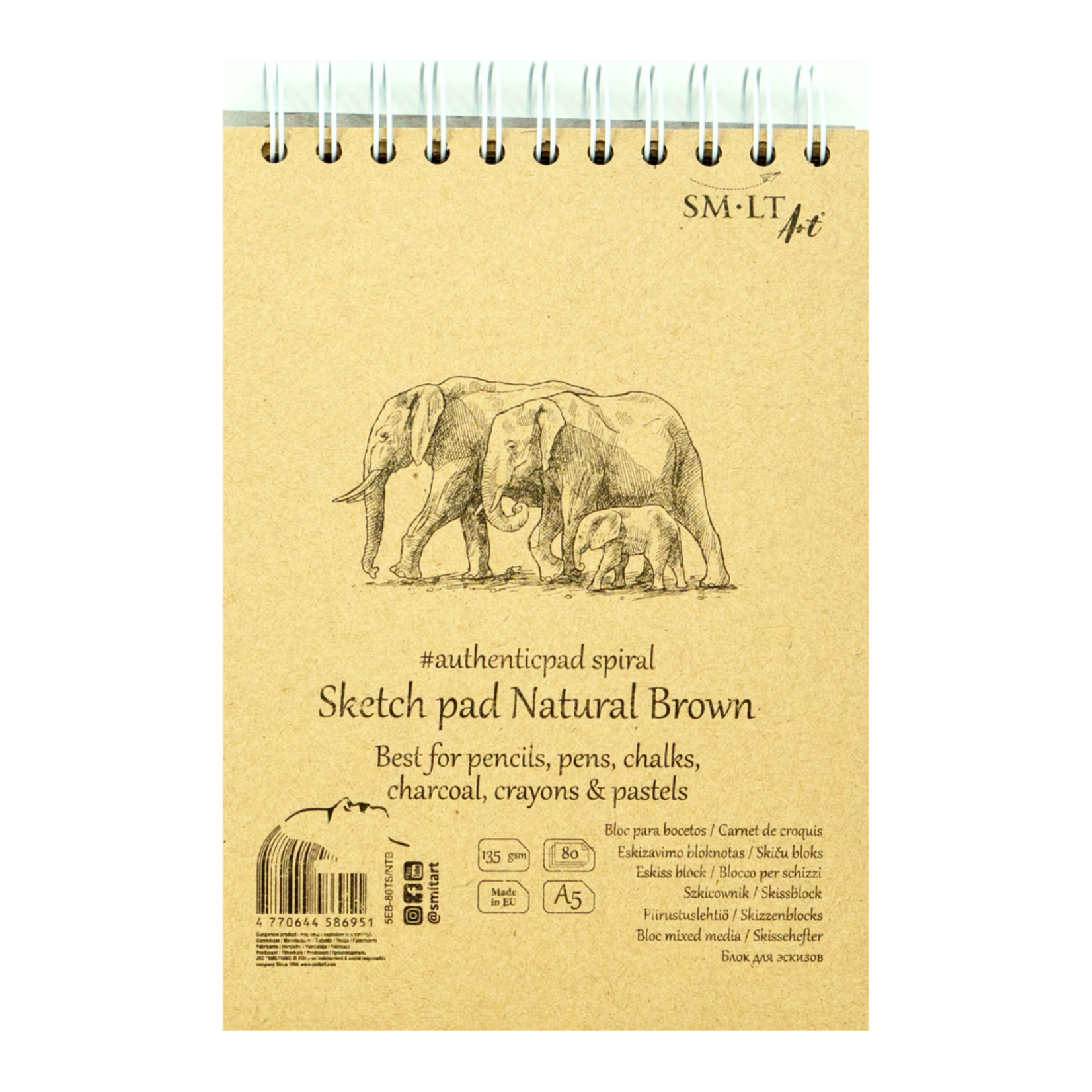SM-LT ART AUTHENTIC SKETCH PAD COIL BOUND A5 6X8.5 BROWN