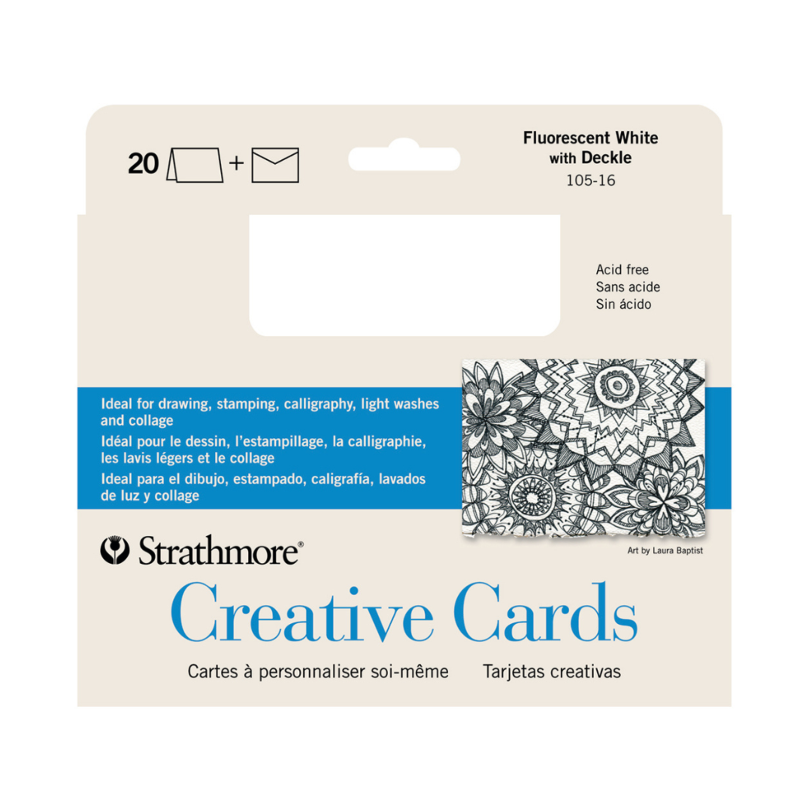 STRATHMORE STRATHMORE CREATIVE CARDS 5X7 FLUORESCENT WHITE 20/PK