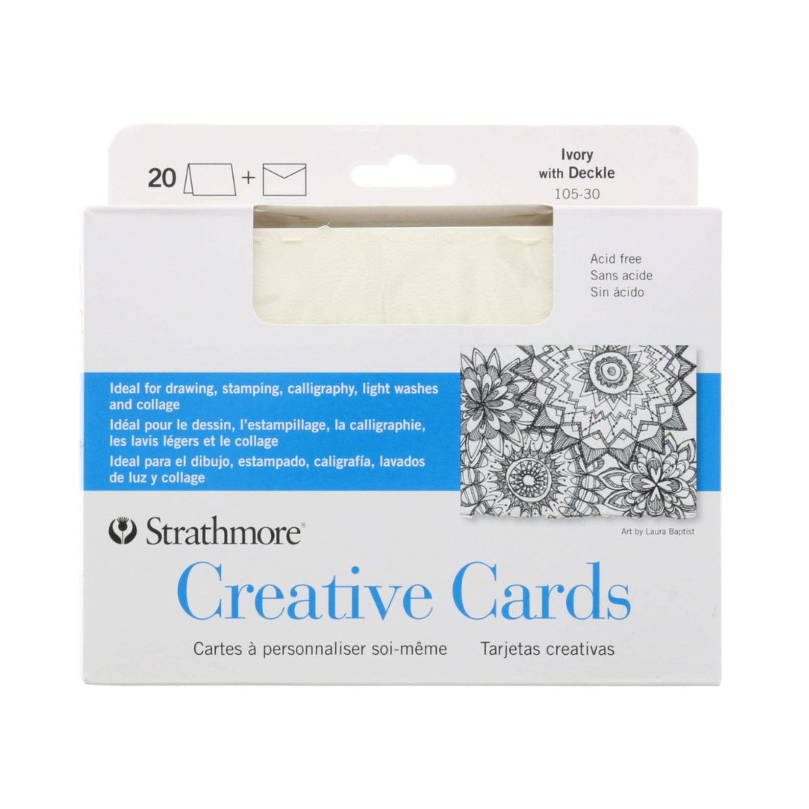 STRATHMORE STRATHMORE CREATIVE CARDS 5X7 IVORY WITH DECKLE 20/PK