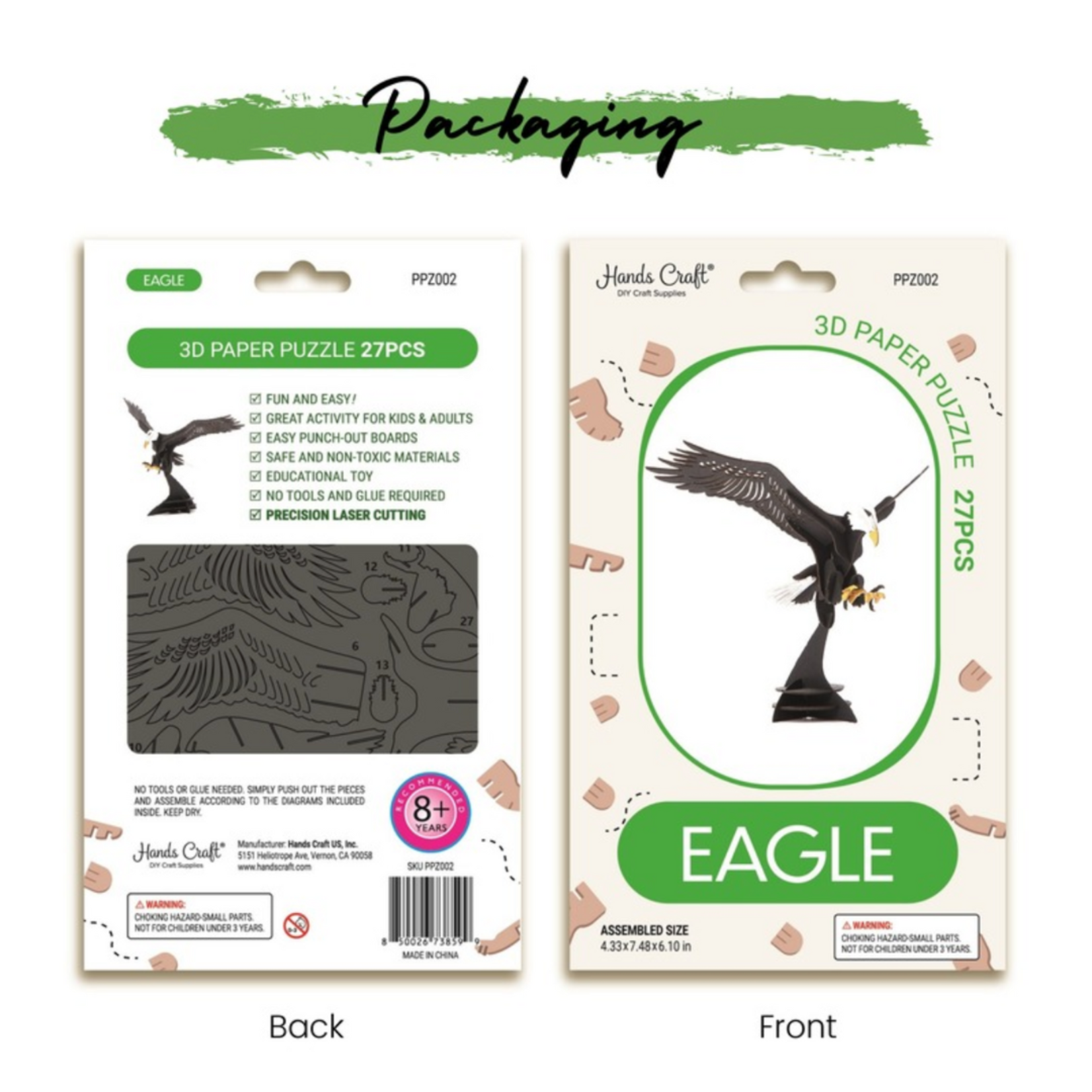 HANDS CRAFT 3D PAPER PUZZLE EAGLE