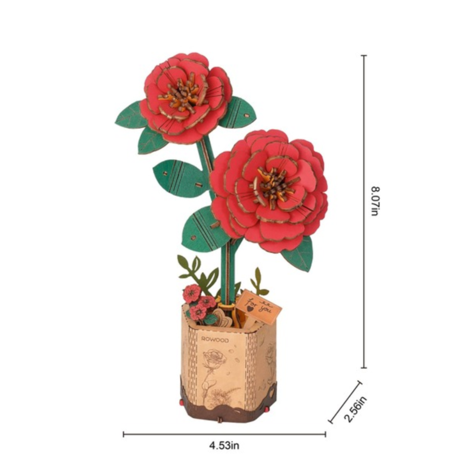 HANDS CRAFT 3D WOOD PUZZLE RED CAMELLIA