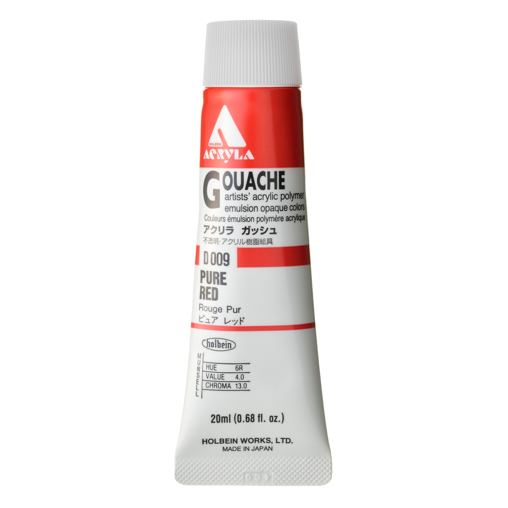 HOLBEIN HOLBEIN ACRYLA GOUACHE 20ML #009 PURE RED