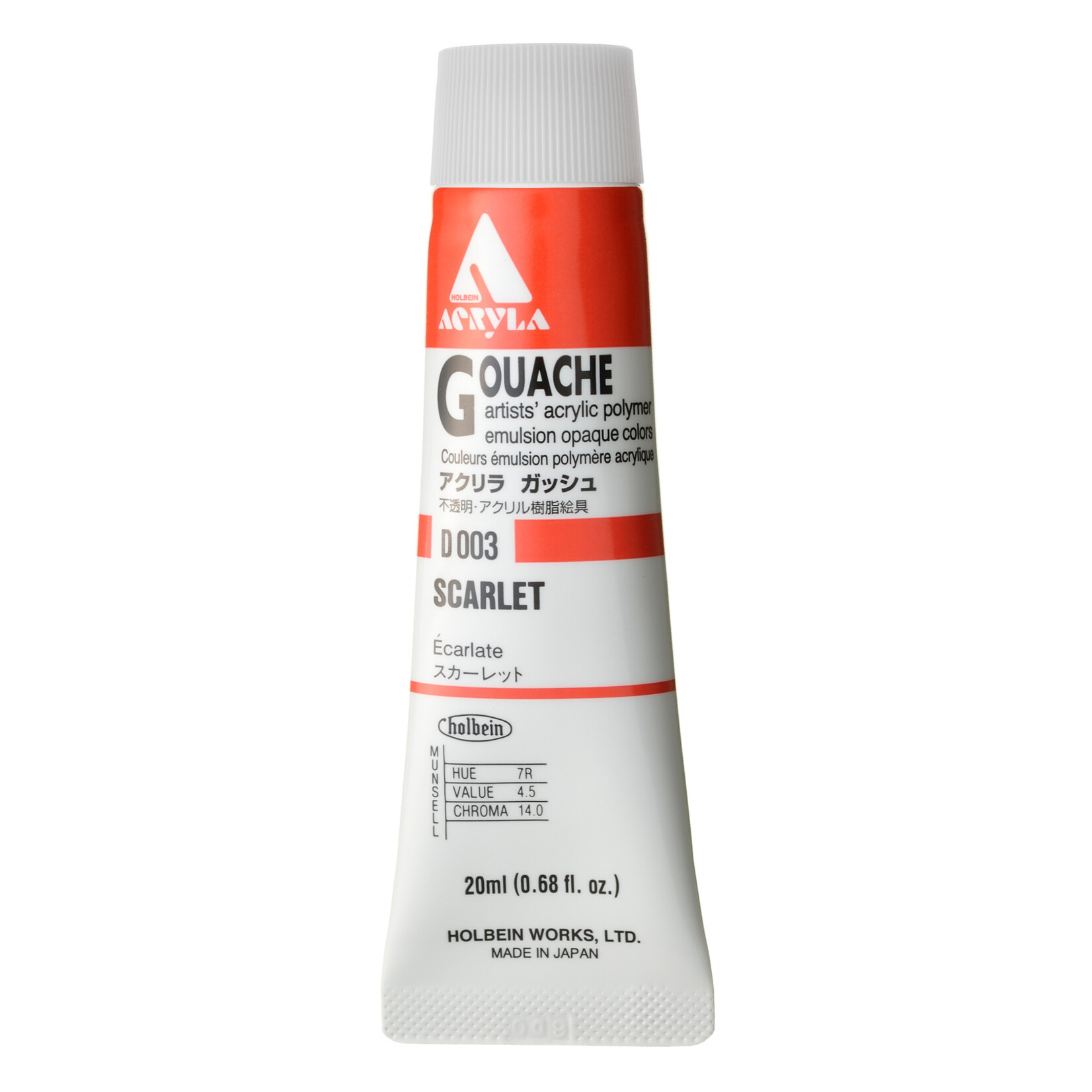 HOLBEIN HOLBEIN ACRYLA GOUACHE 20ML #003 SCARLET