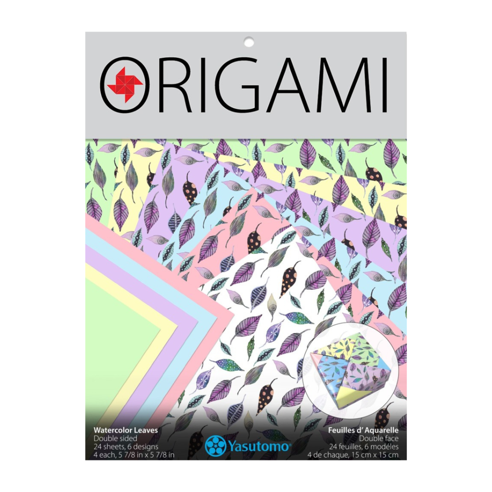YASUTOMO YASUTOMO ORIGAMI PAPER 5 7/8" WATERCOLOUR LEAVES 24/PK