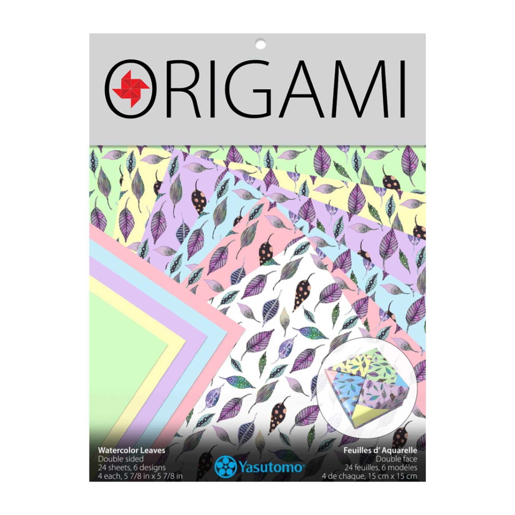 YASUTOMO YASUTOMO ORIGAMI PAPER WATERCOLOUR LEAVES 5 7/8" 24/PK