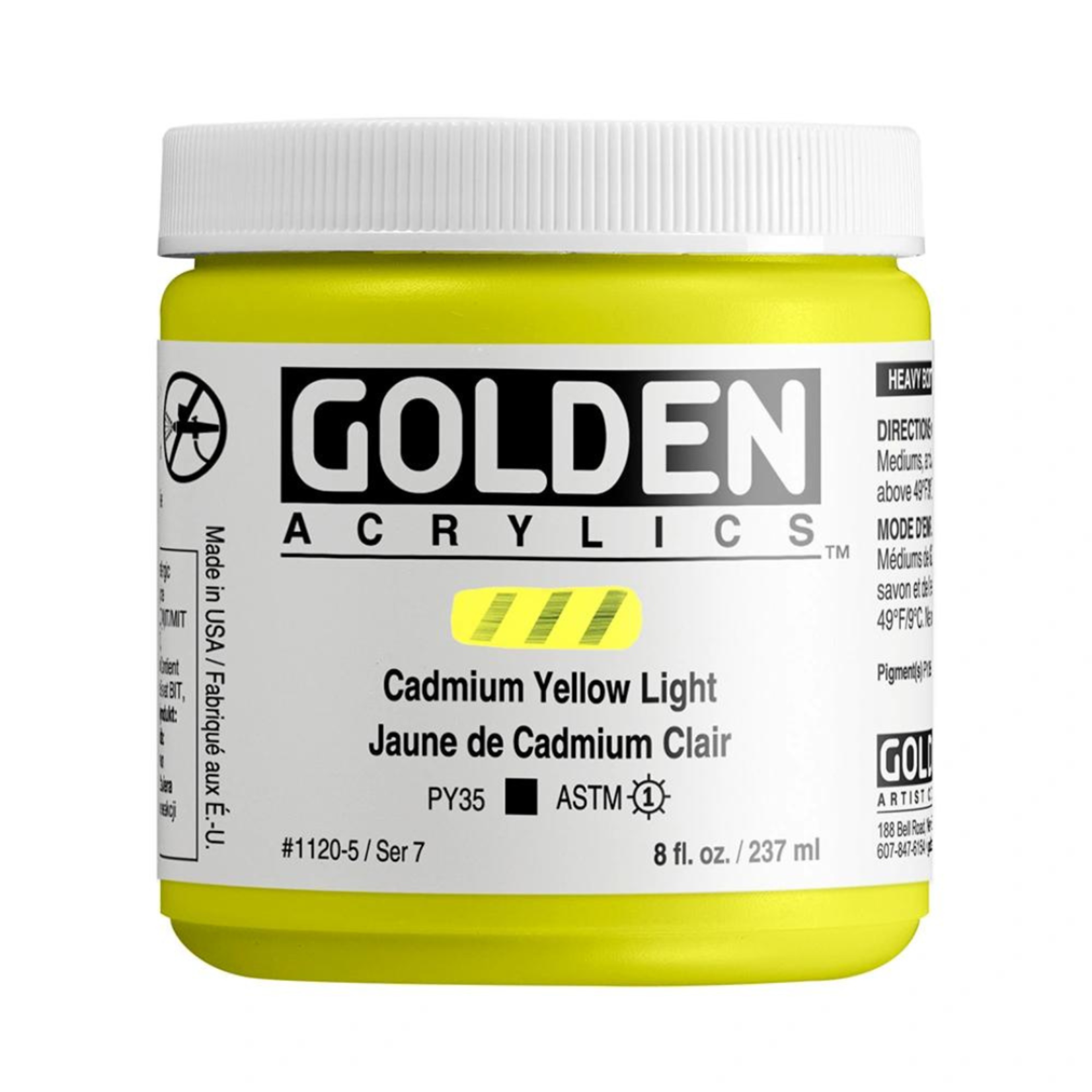 GOLDEN GOLDEN HEAVY BODY ACRYLIC 8OZ CADMIUM YELLOW LIGHT (SPECIAL ORDER)