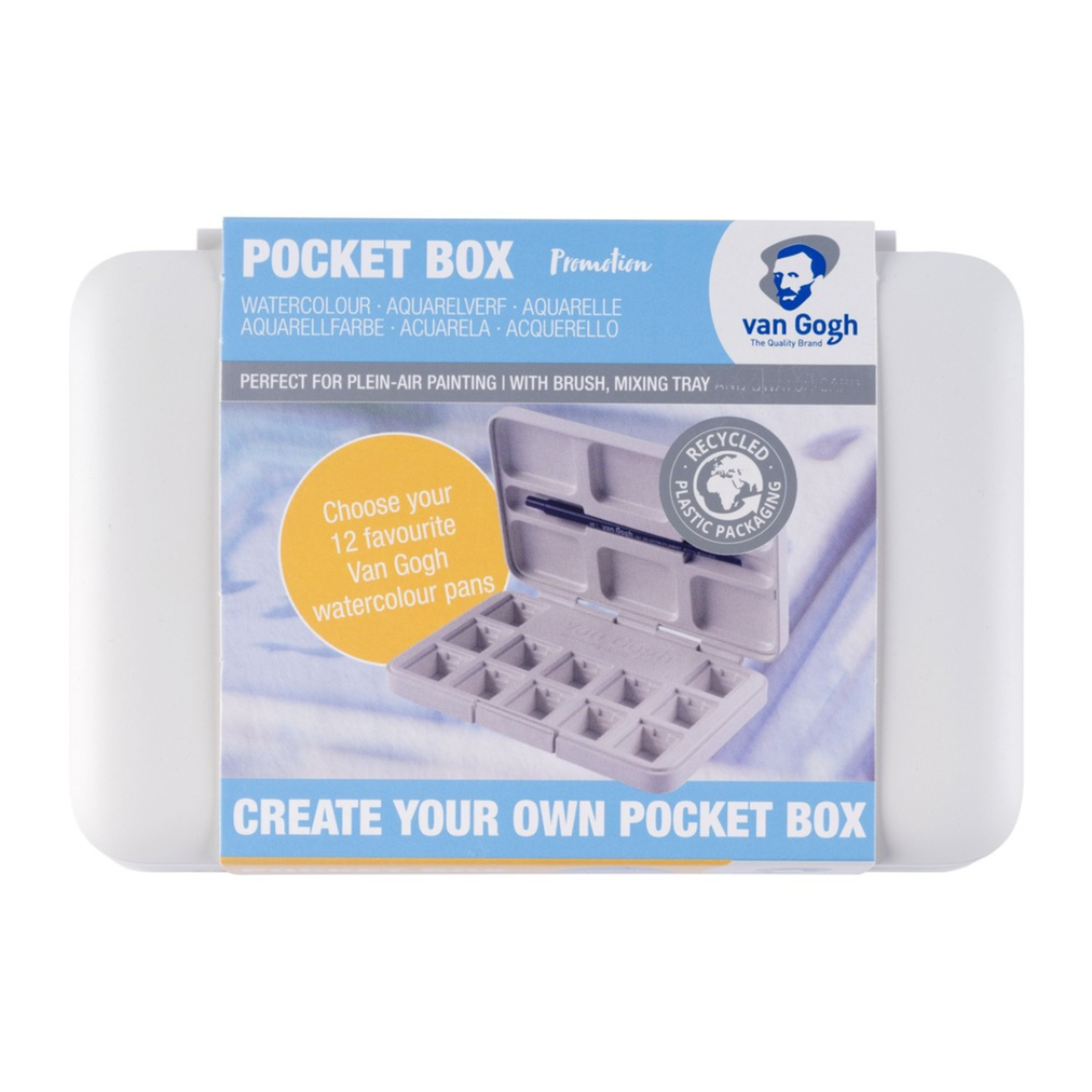 ROYAL TALENS VAN GOGH WATERCOLOUR POCKET BOX 12/PANS EMPTY