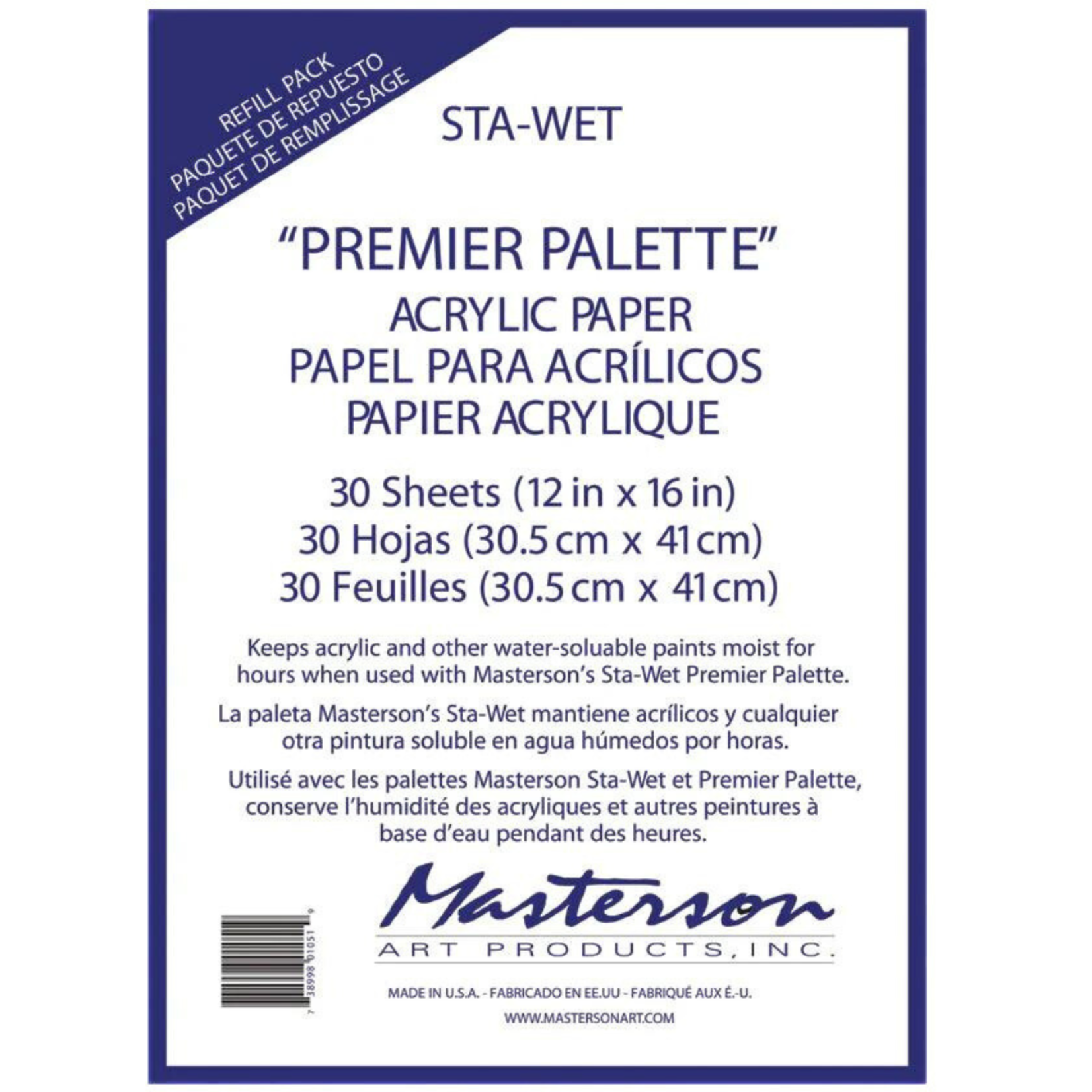 STA-WET PREMIER PALETTE PAPER REFILL 12X16" 30/PK