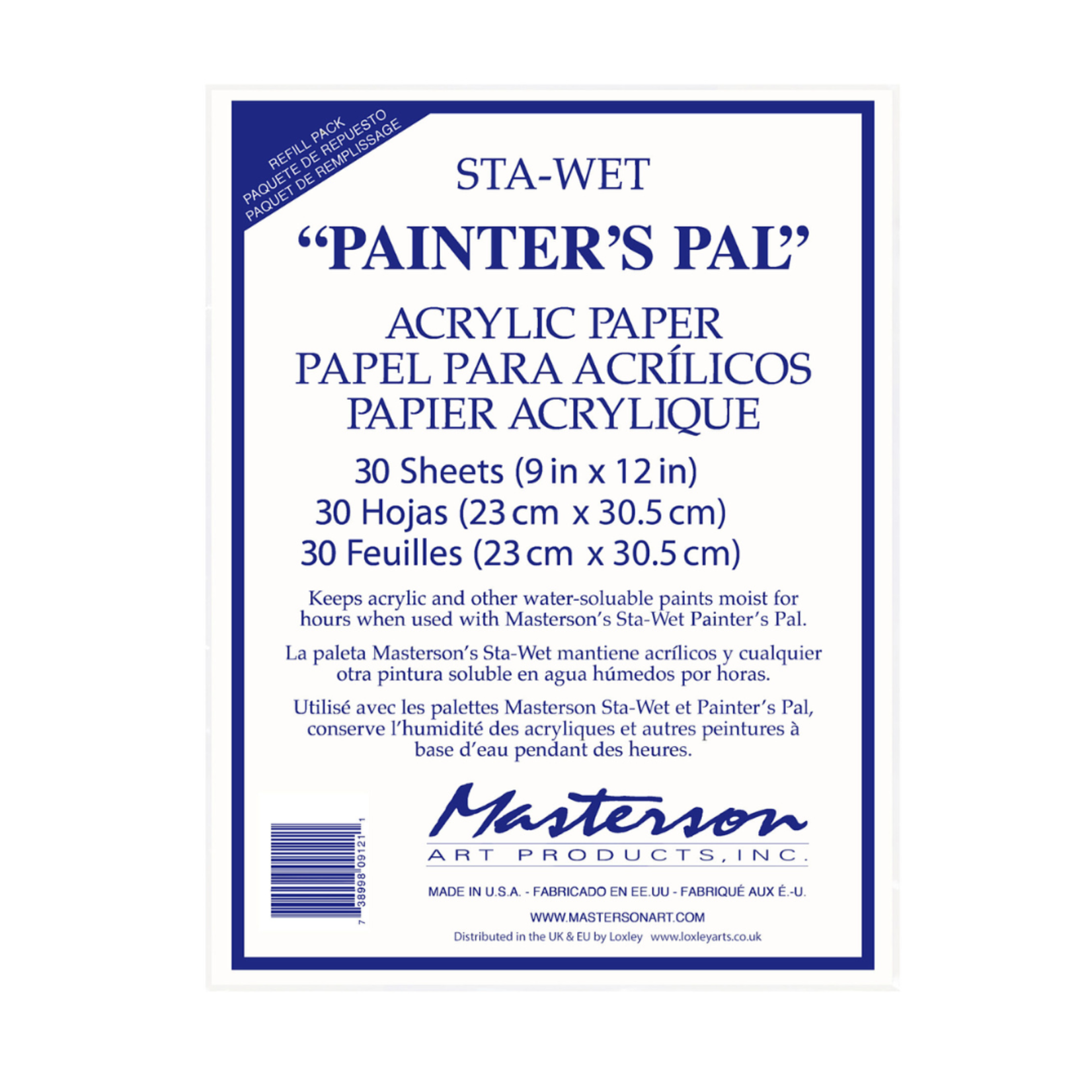 MASTERSON STA-WET PAINTERS PAL PALETTE PAPER 9x12" 30/PK
