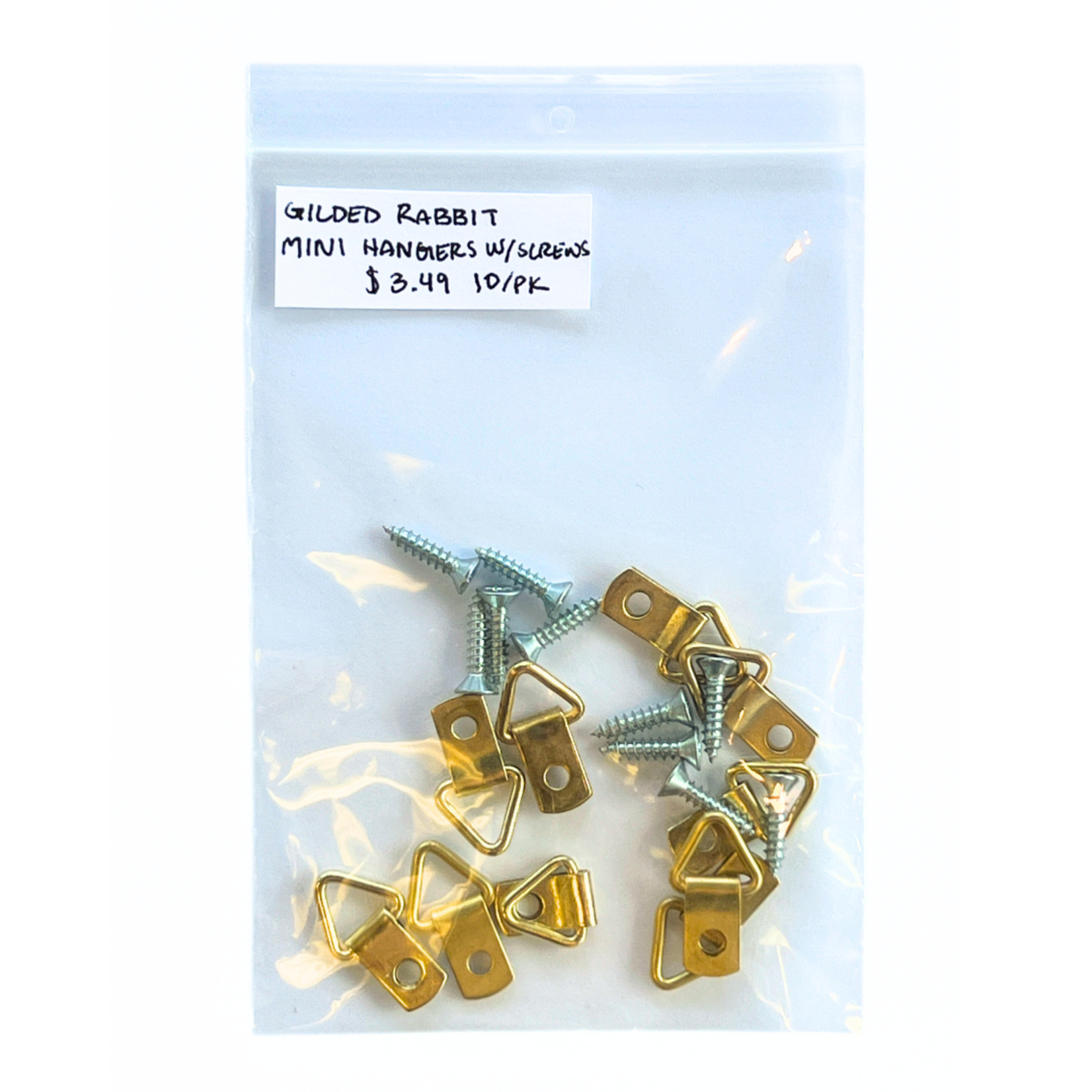 GILDED RABBIT D RING HANGERS MINI 10/PACK WITH SCREWS