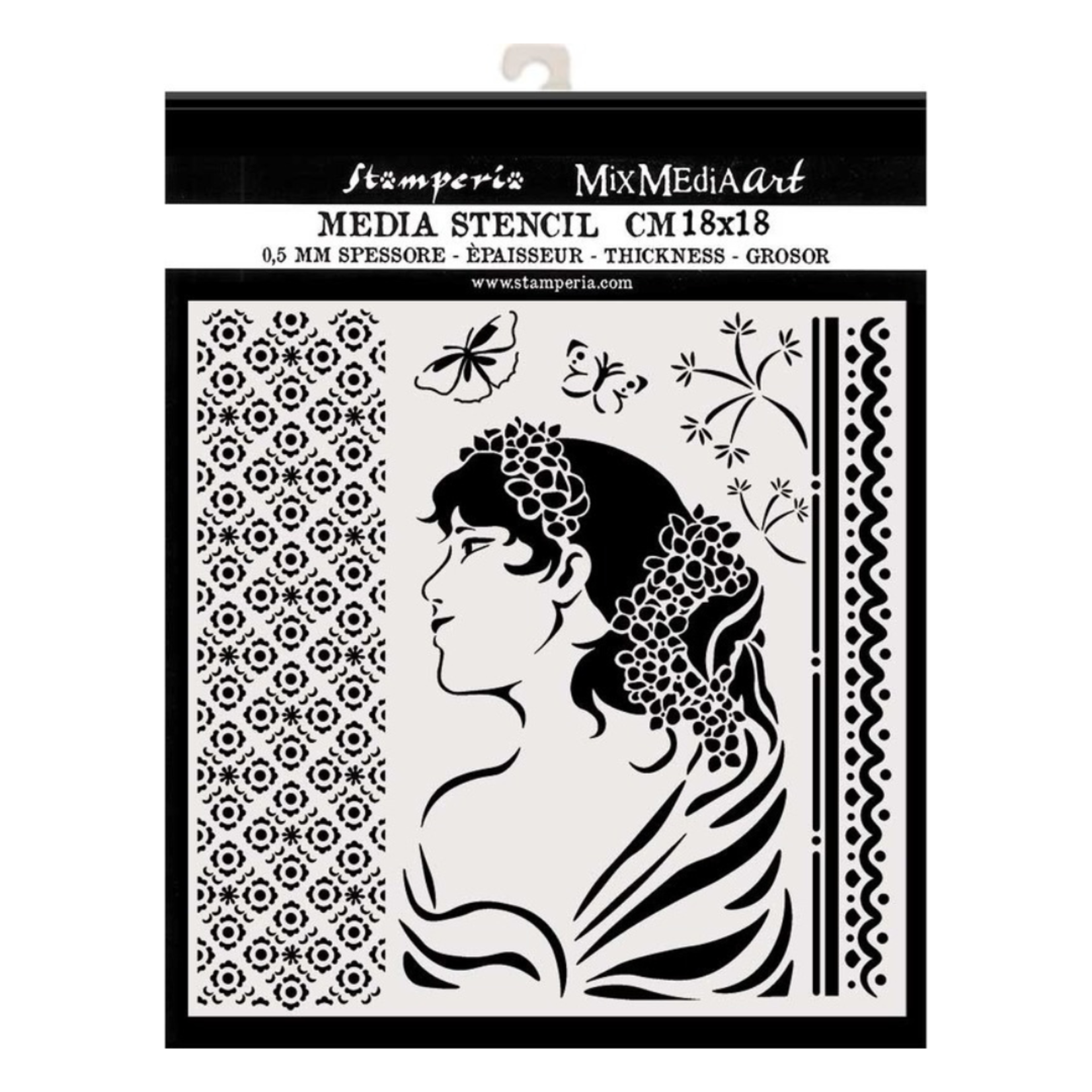 STAMPERIA MEDIA STENCIL 7X7" HORTENSIA - LADY SIDE