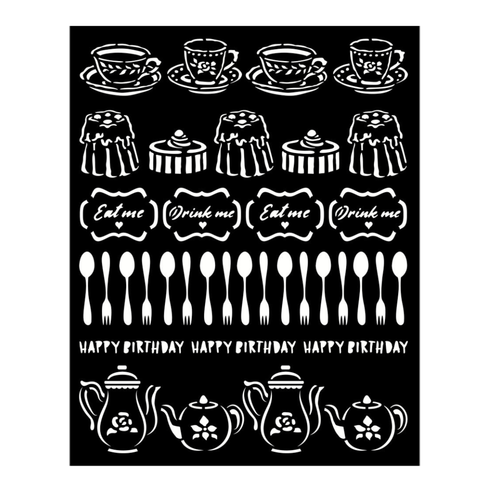 STAMPERIA MEDIA STENCIL 8X10" ALICE THROUGH THE LOOKING GLASS - SWEETY