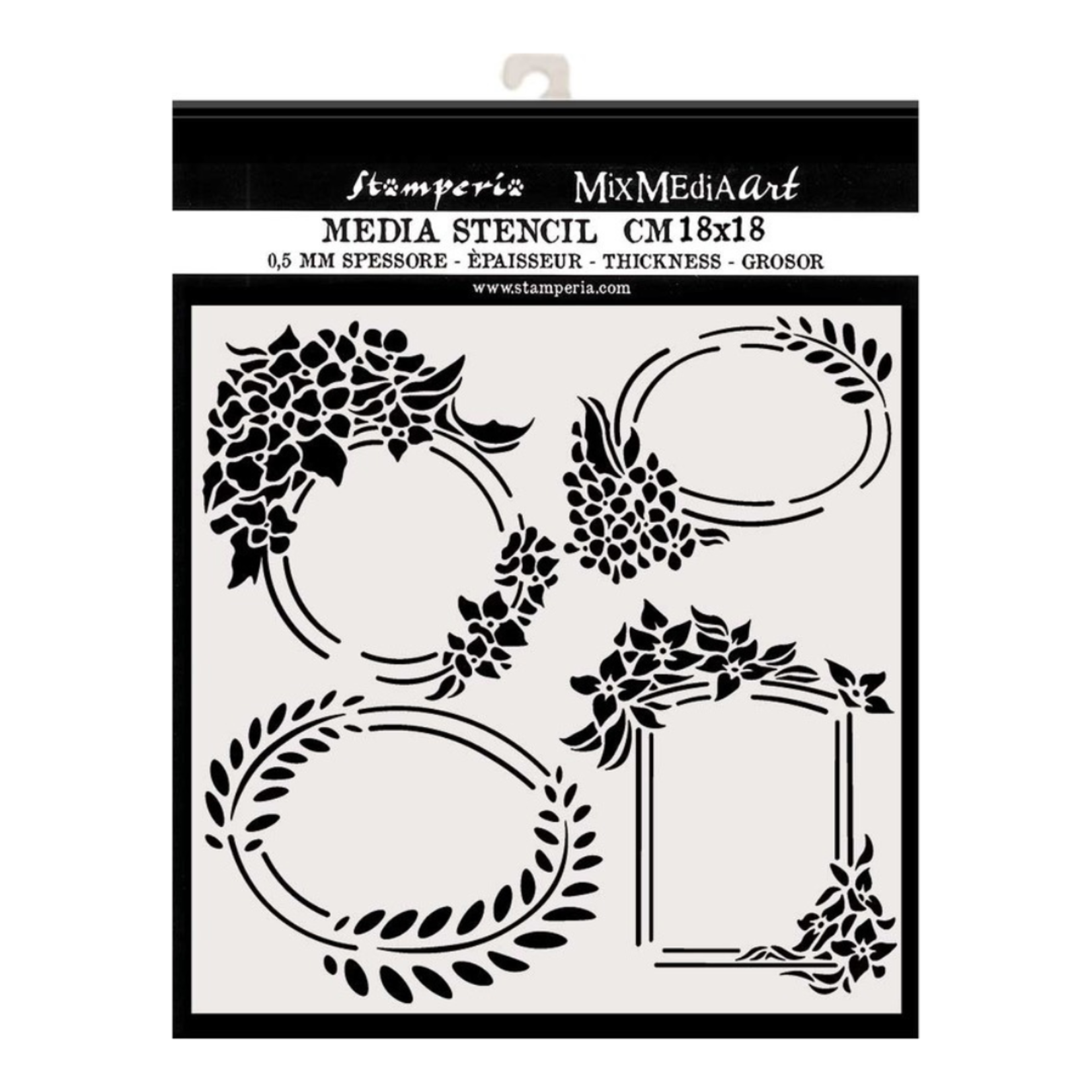 STAMPERIA MEDIA STENCIL 7X7" HORTENSIA - LABELS