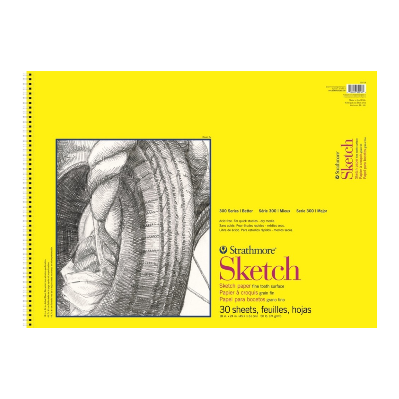 STRATHMORE 300 SERIES SKETCH PAD 50LB 18X24"