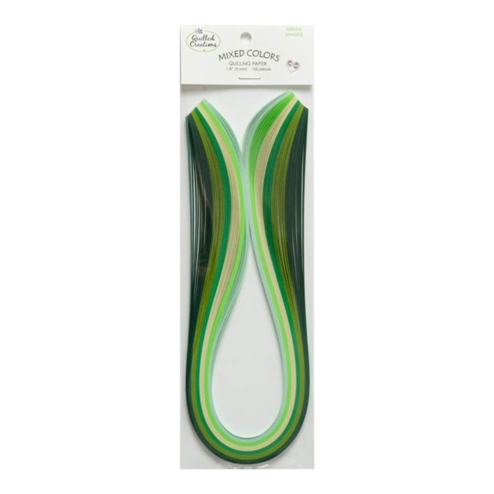 QUILLED CREATIONS MIXED PAPER PACK 1/8" GREEN SHADES