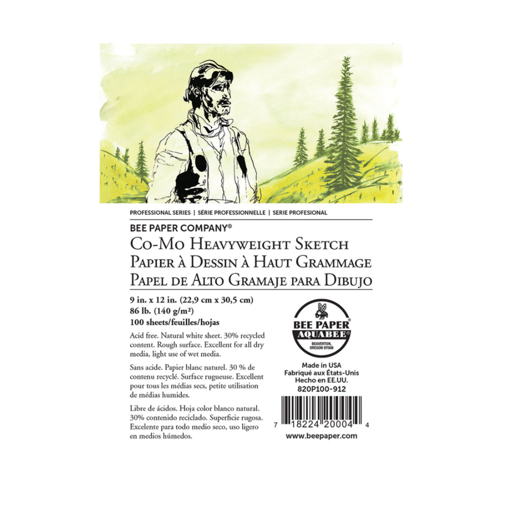 BEE PAPER BEE PAPER CO-MO HEAVYWEIGHT SKETCH PAPER 9X12 100/SHT