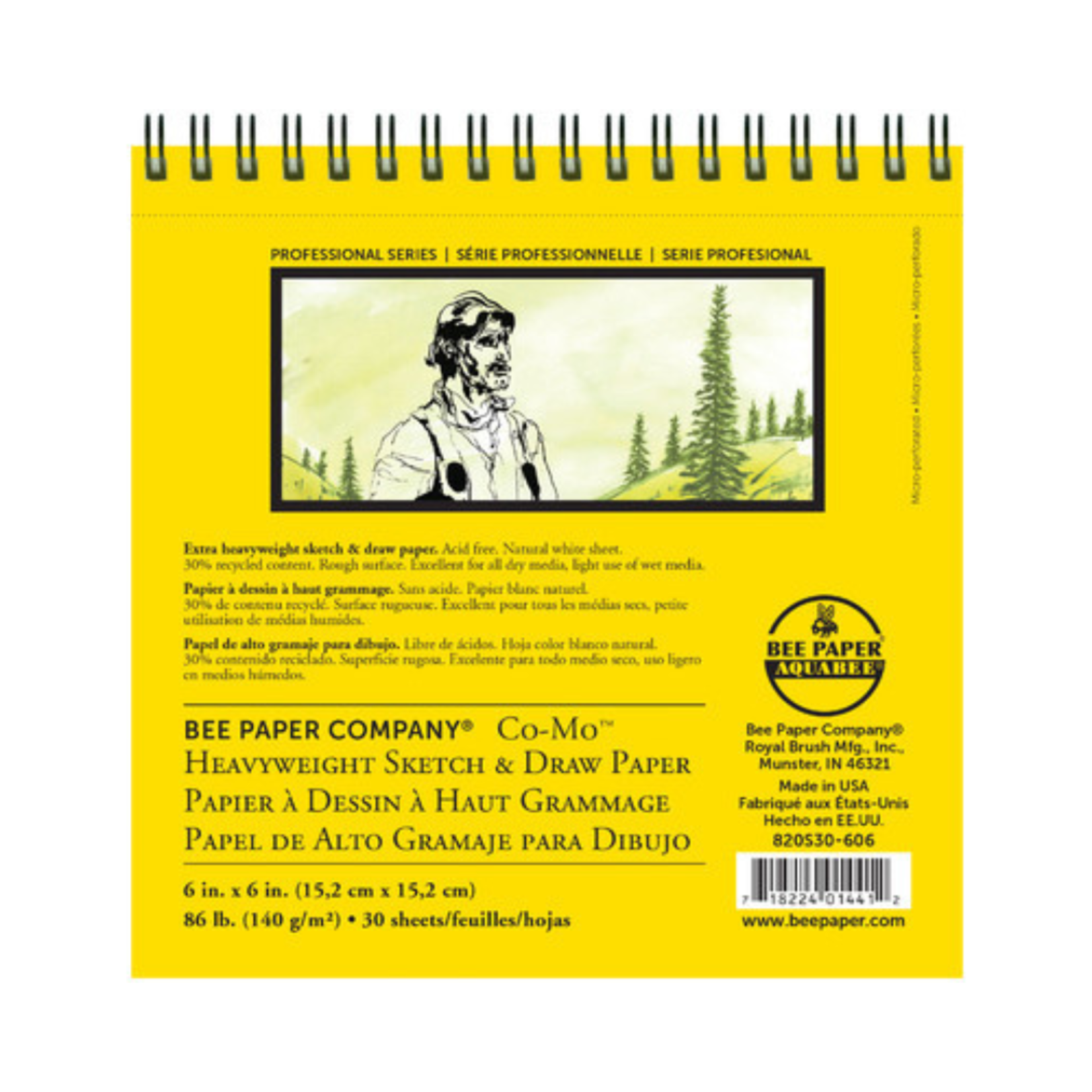 BEE PAPER BEE PAPER CO-MO HEAVYWEIGHT SKETCH BOOK 6X6 30/SHT
