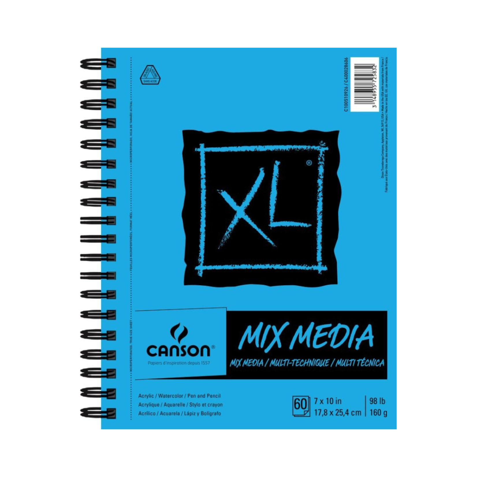 CANSON CANSON XL MIX MEDIA PAD 98LB SIDE COIL 60/SHT 7X10