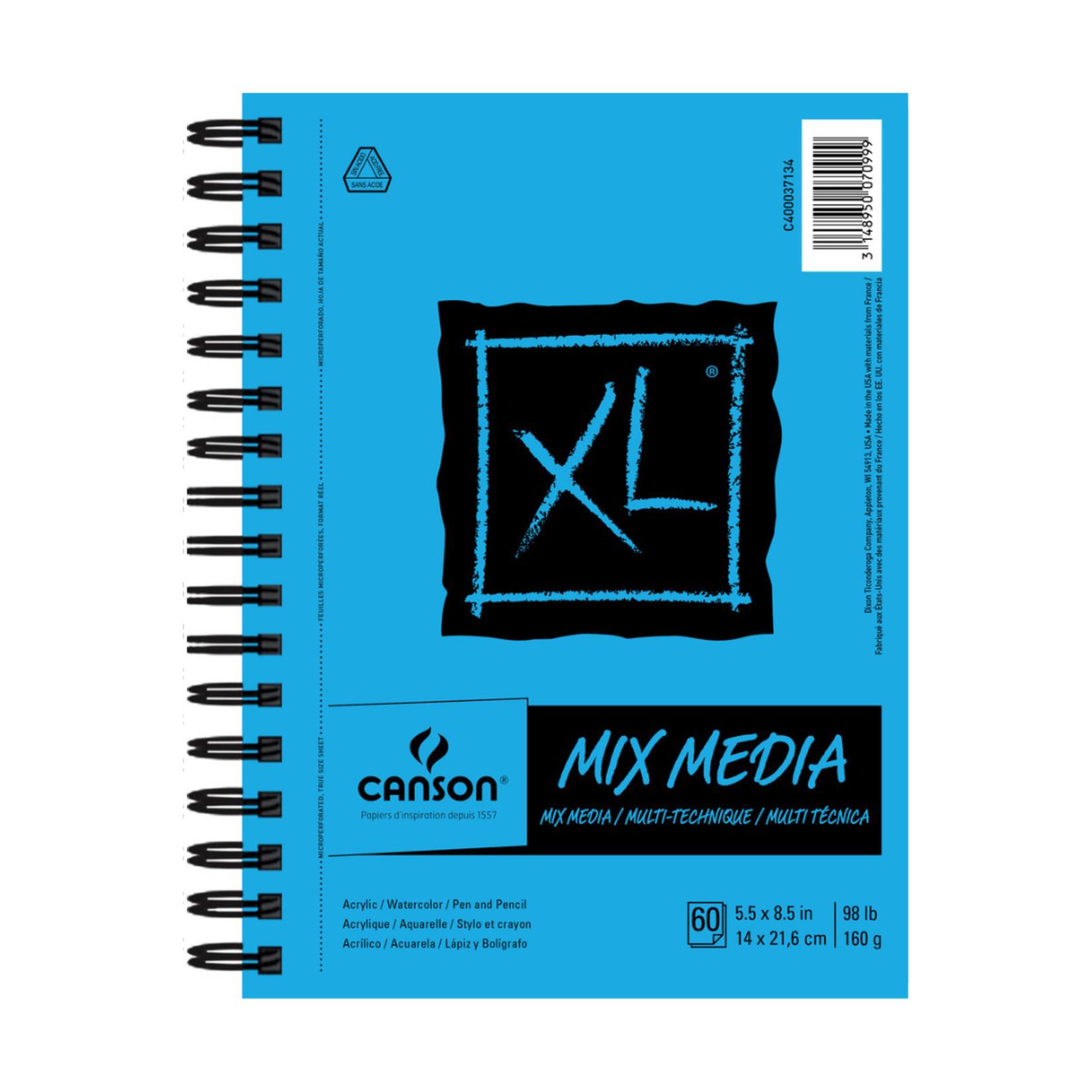 CANSON CANSON XL MIX MEDIA PAD 98LB SIDE COIL  60/SHT 5.5X8.5