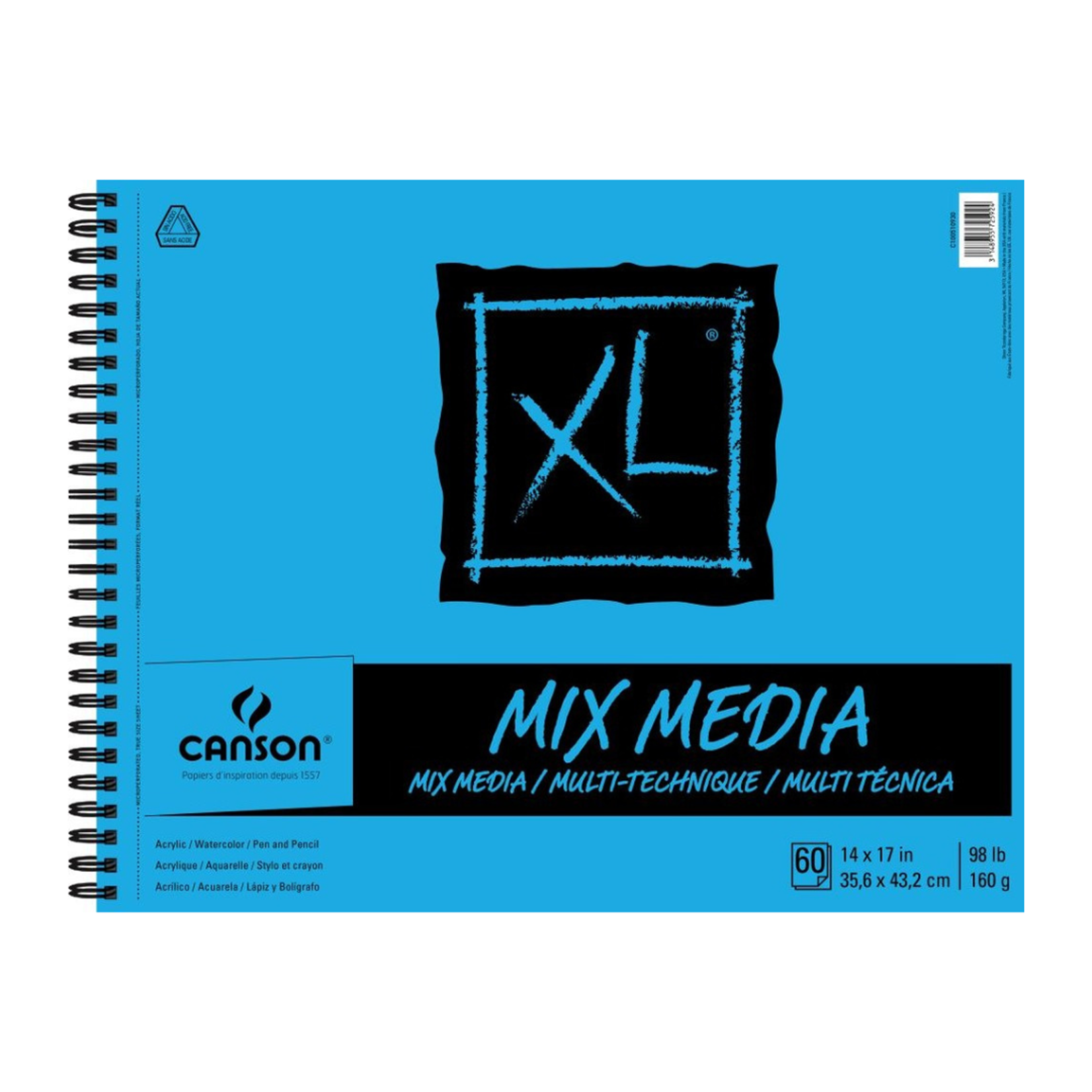 CANSON CANSON XL MIX MEDIA PAD 98LB SIDE COIL  60/SHT 14X17