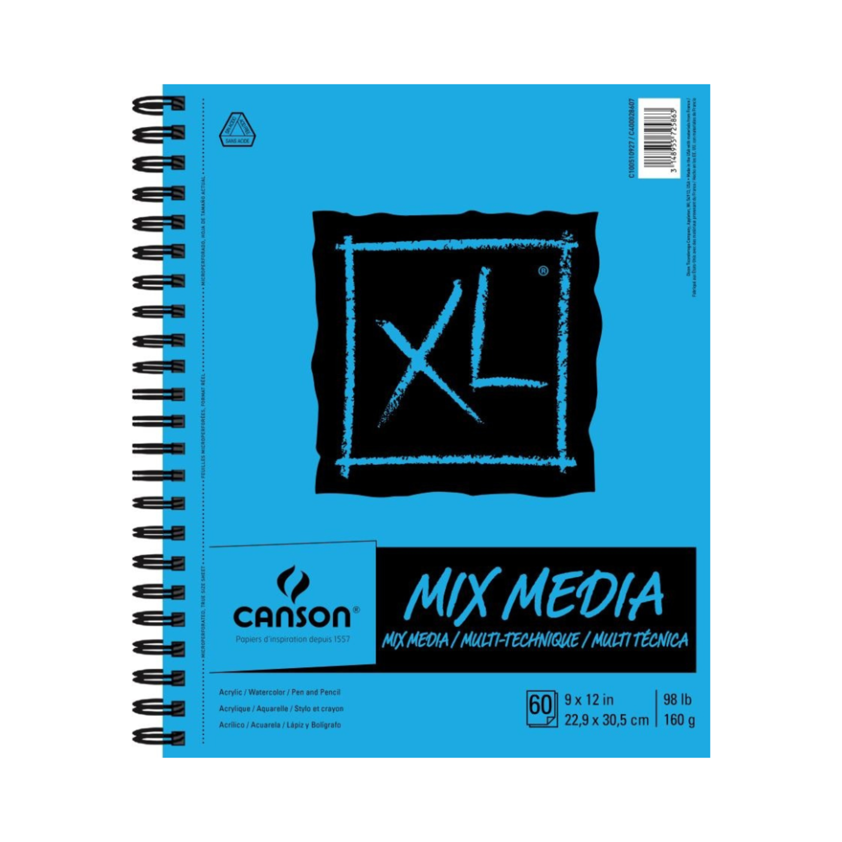 CANSON CANSON XL MIX MEDIA PAD 98LB 9X12 COIL BOUND 60/SHT