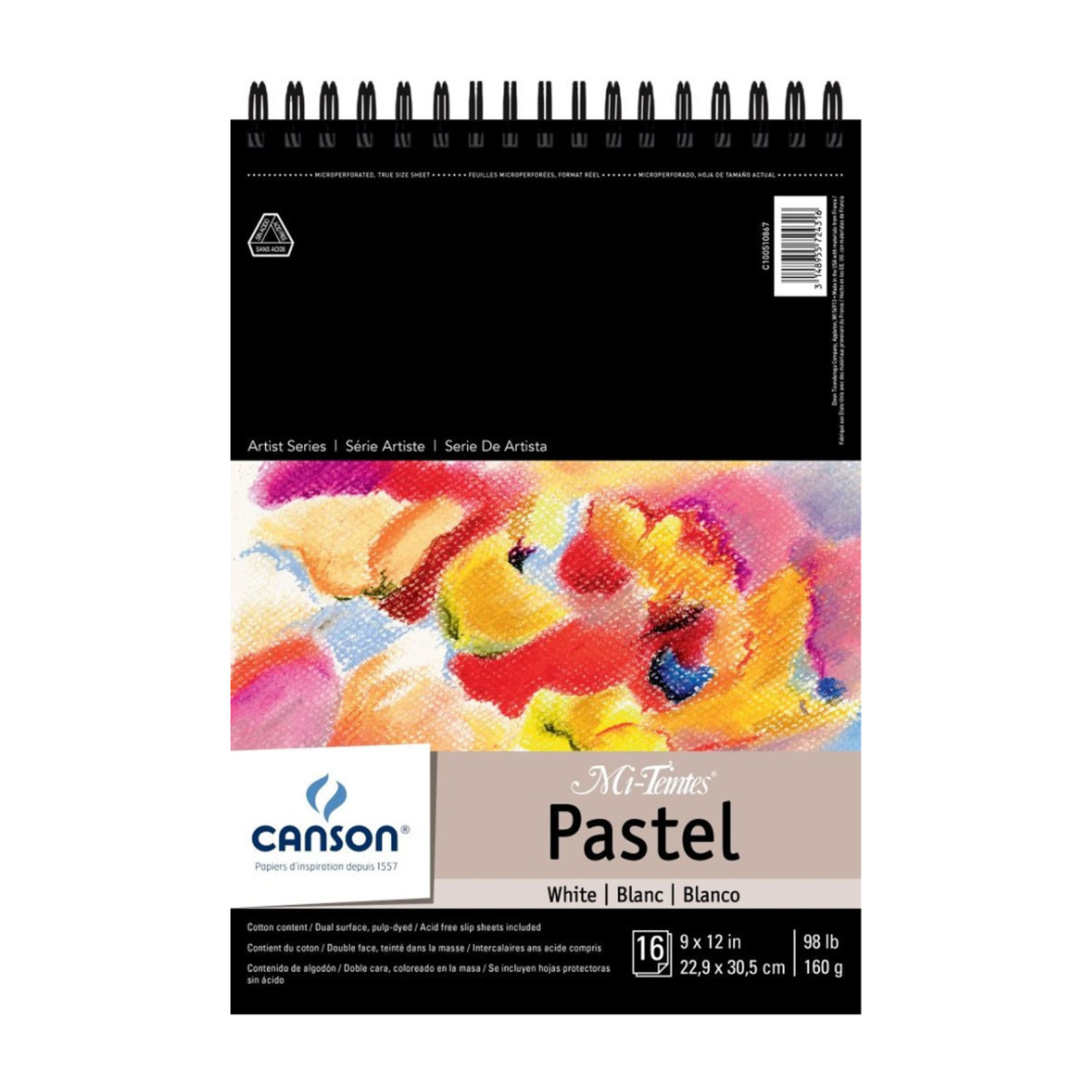 CANSON MI-TEINTES PASTEL PAD 9X12 WHITE (COIL BOUND)