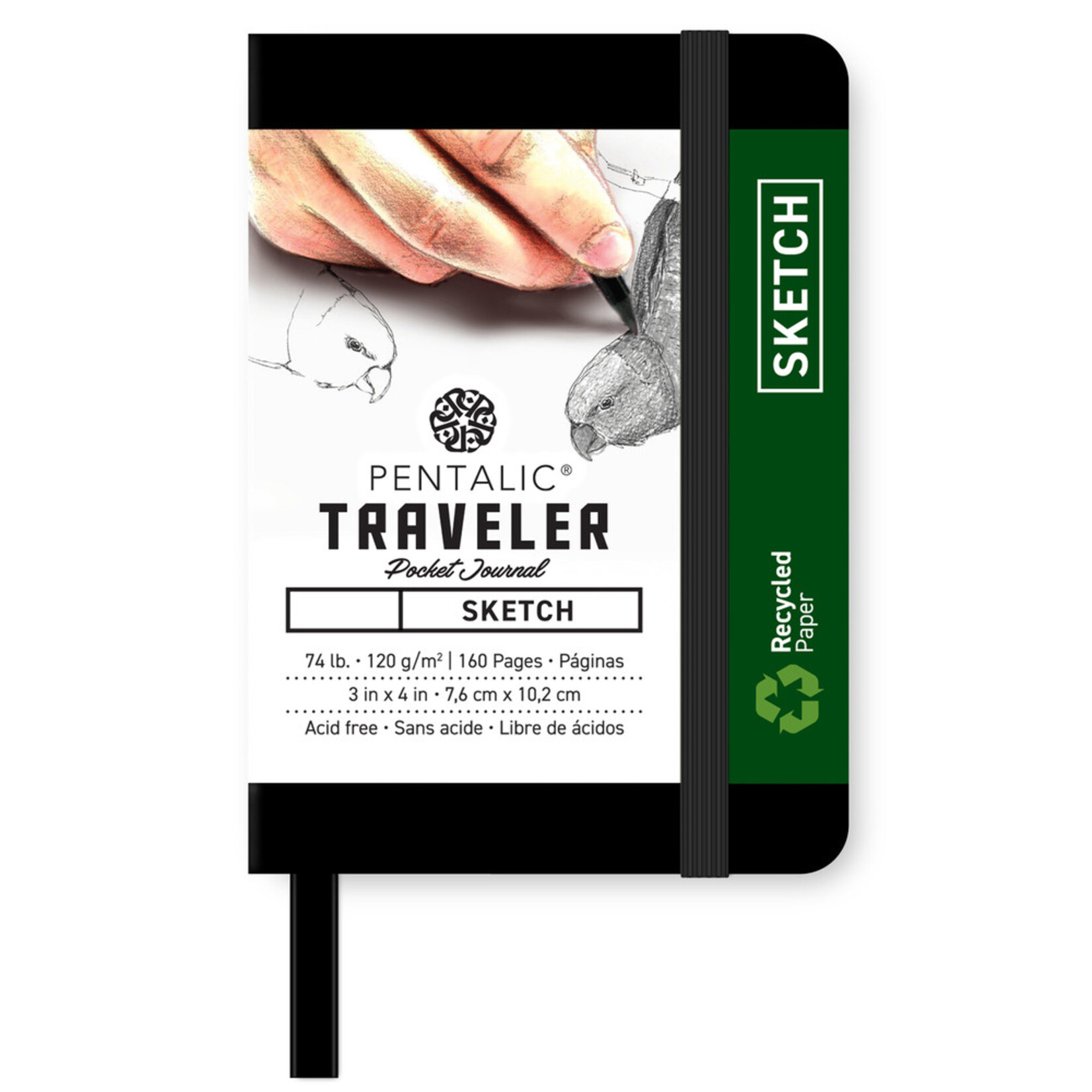 PENTALIC PENTALIC TRAVELER POCKET JOURNAL SKETCH 4X3 BLACK