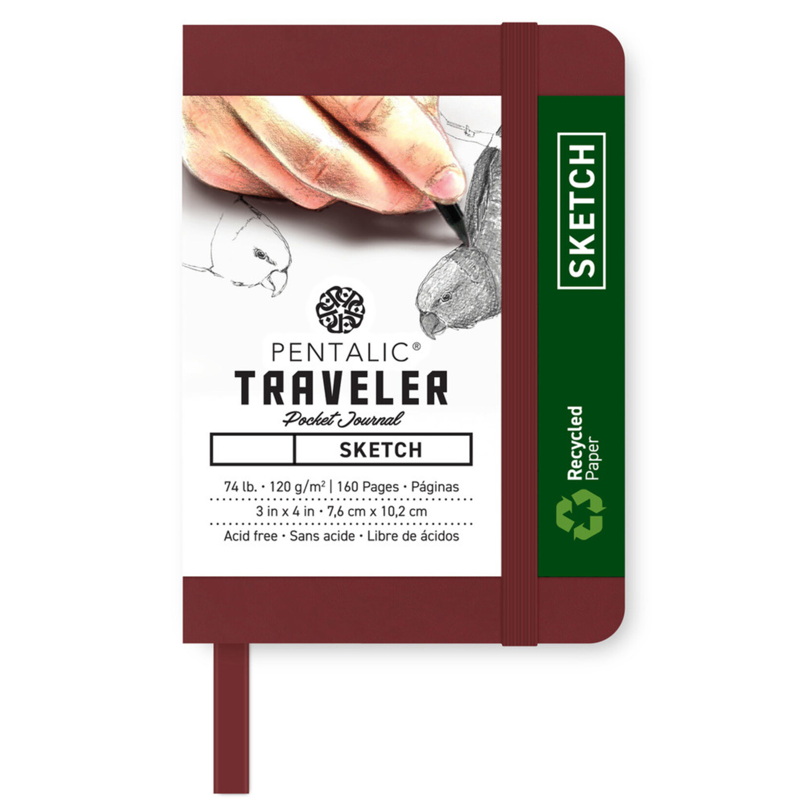 PENTALIC PENTALIC TRAVELER POCKET JOURNAL SKETCH 4X3 BURGUNDY